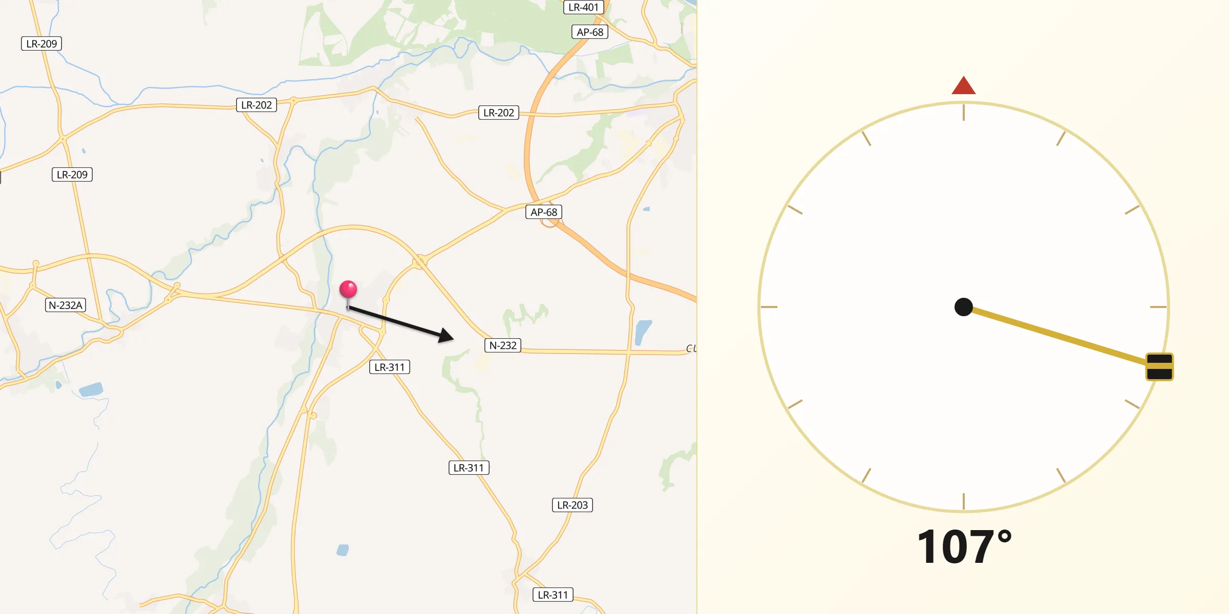 Dirección de la Qibla desde Casalarreina