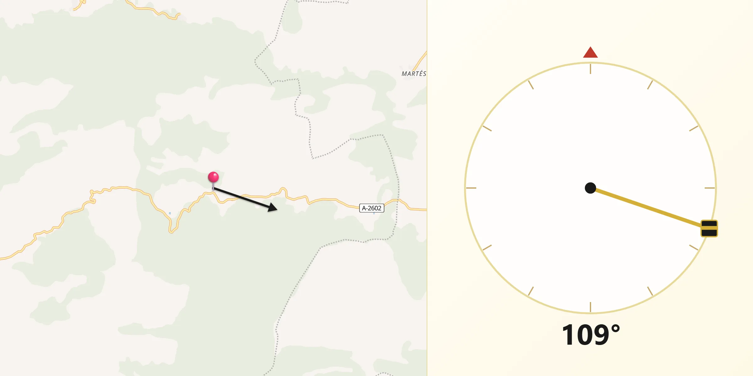 Dirección de la Qibla desde Bagüés