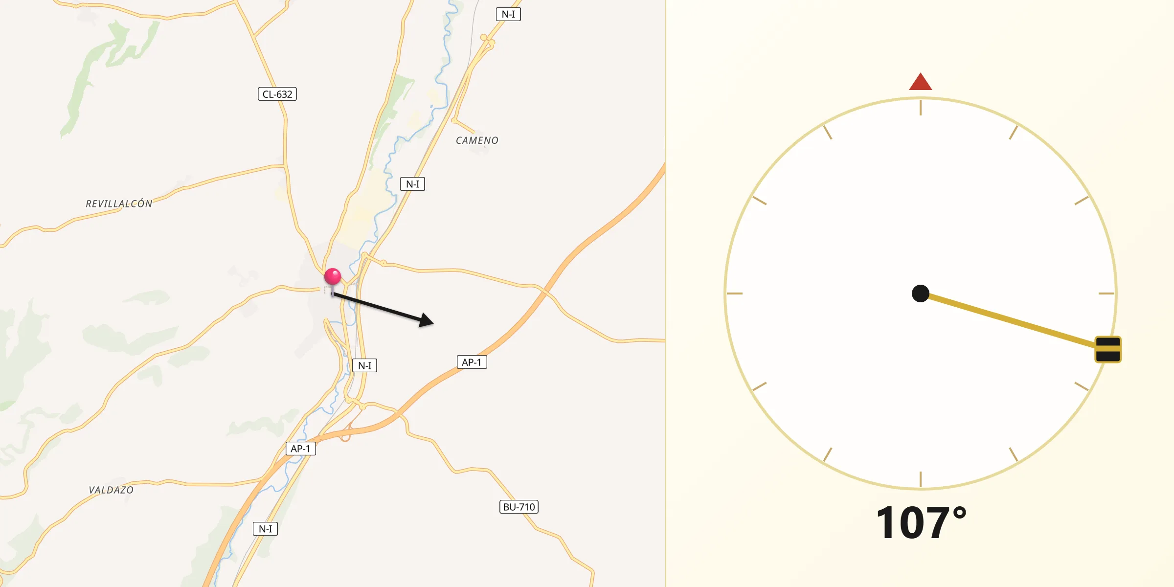 Dirección de la Qibla desde Briviesca