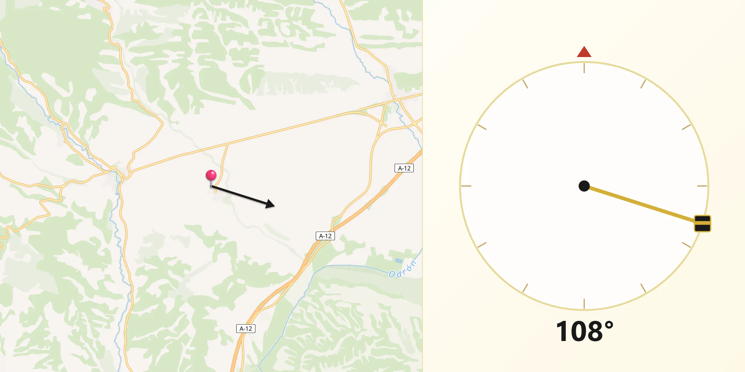 Dirección de la Qibla desde El Busto