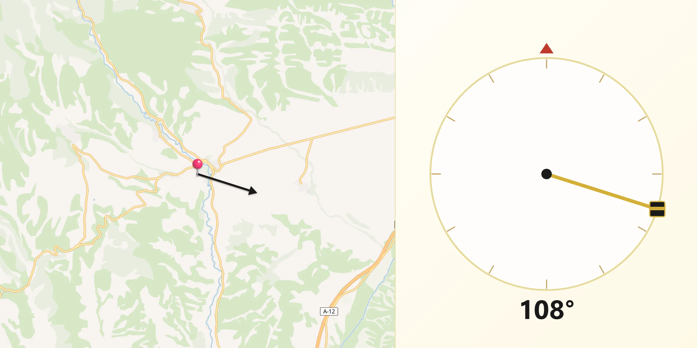 Dirección de la Qibla desde Torres del Río