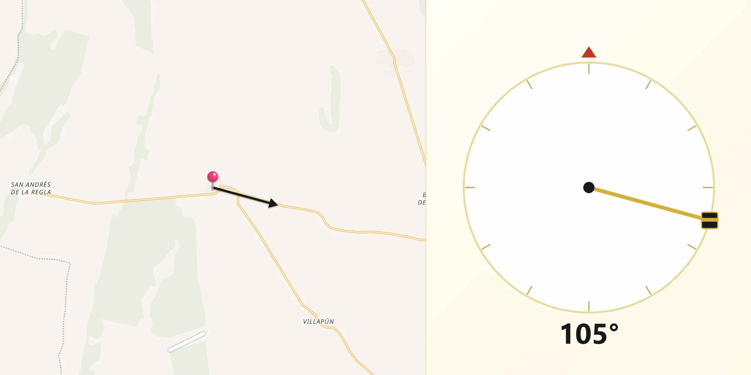 Dirección de la Qibla desde Villota del Páramo