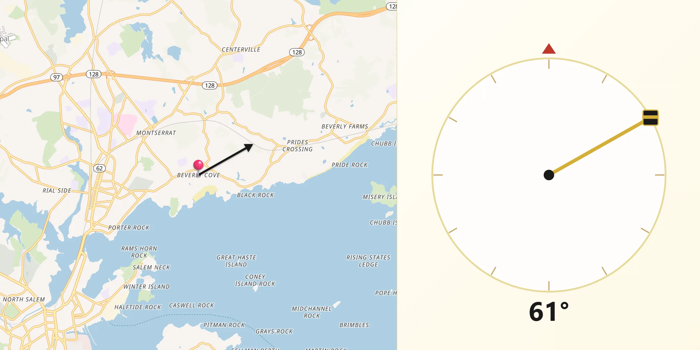 Qibla Direction from Beverly Cove