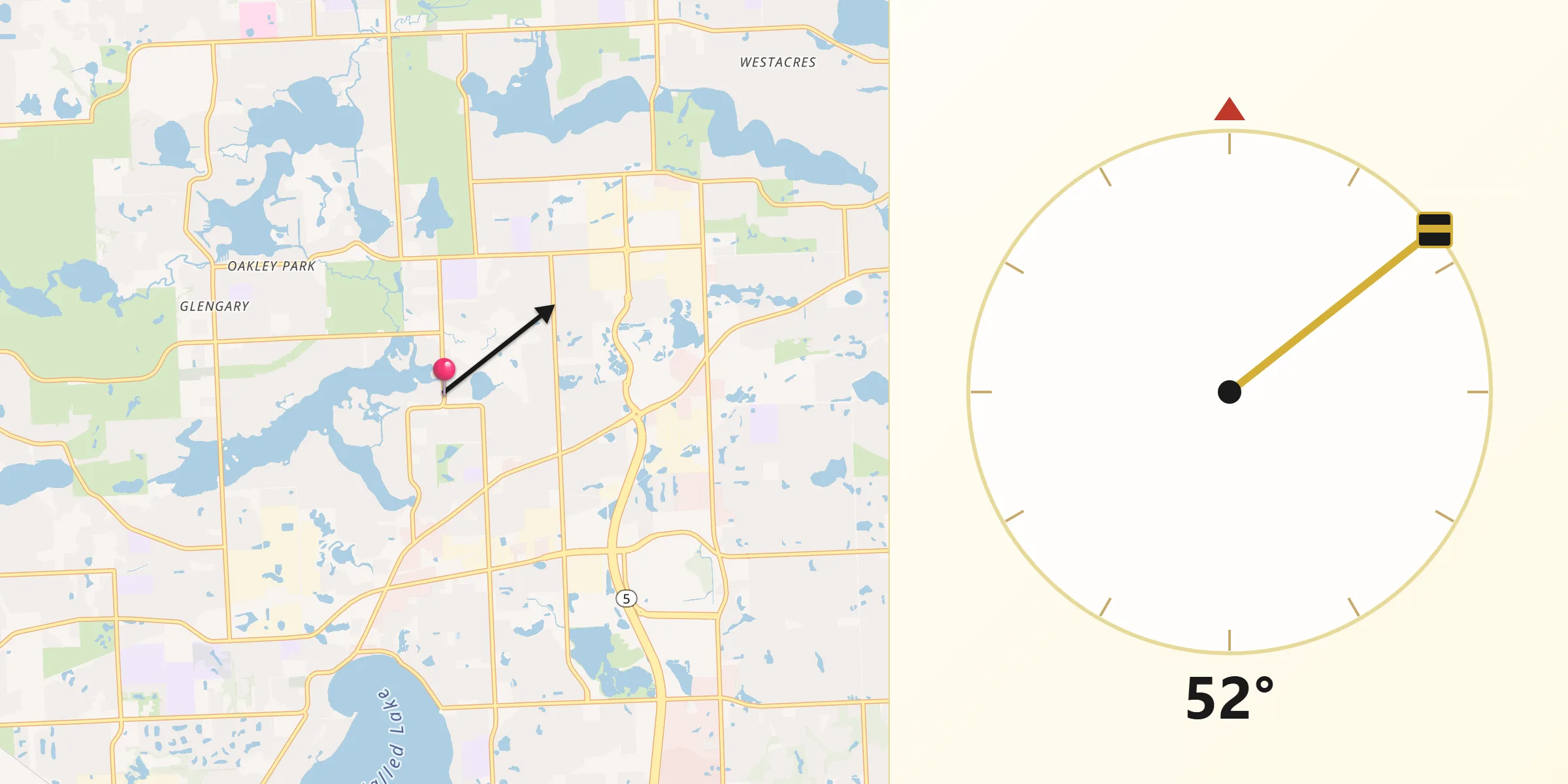 Qibla Direction from Wolverine Lake