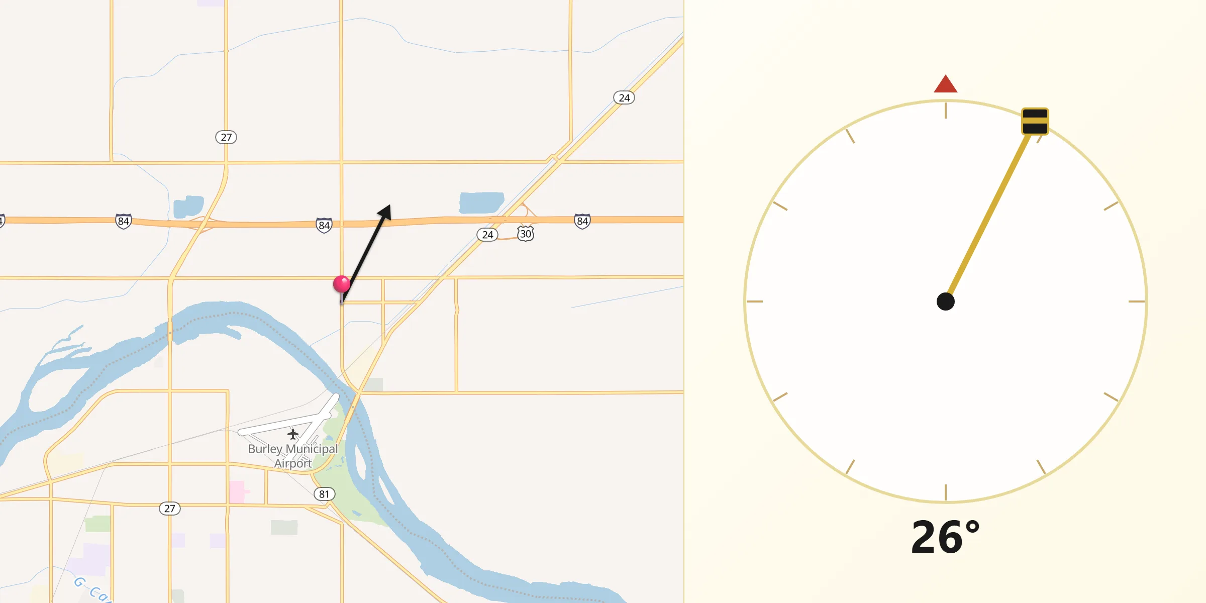 Qibla Direction from Heyburn