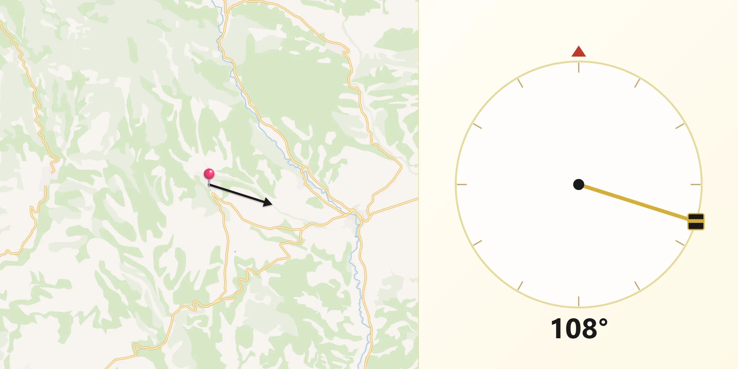 Dirección de la Qibla desde Bargota