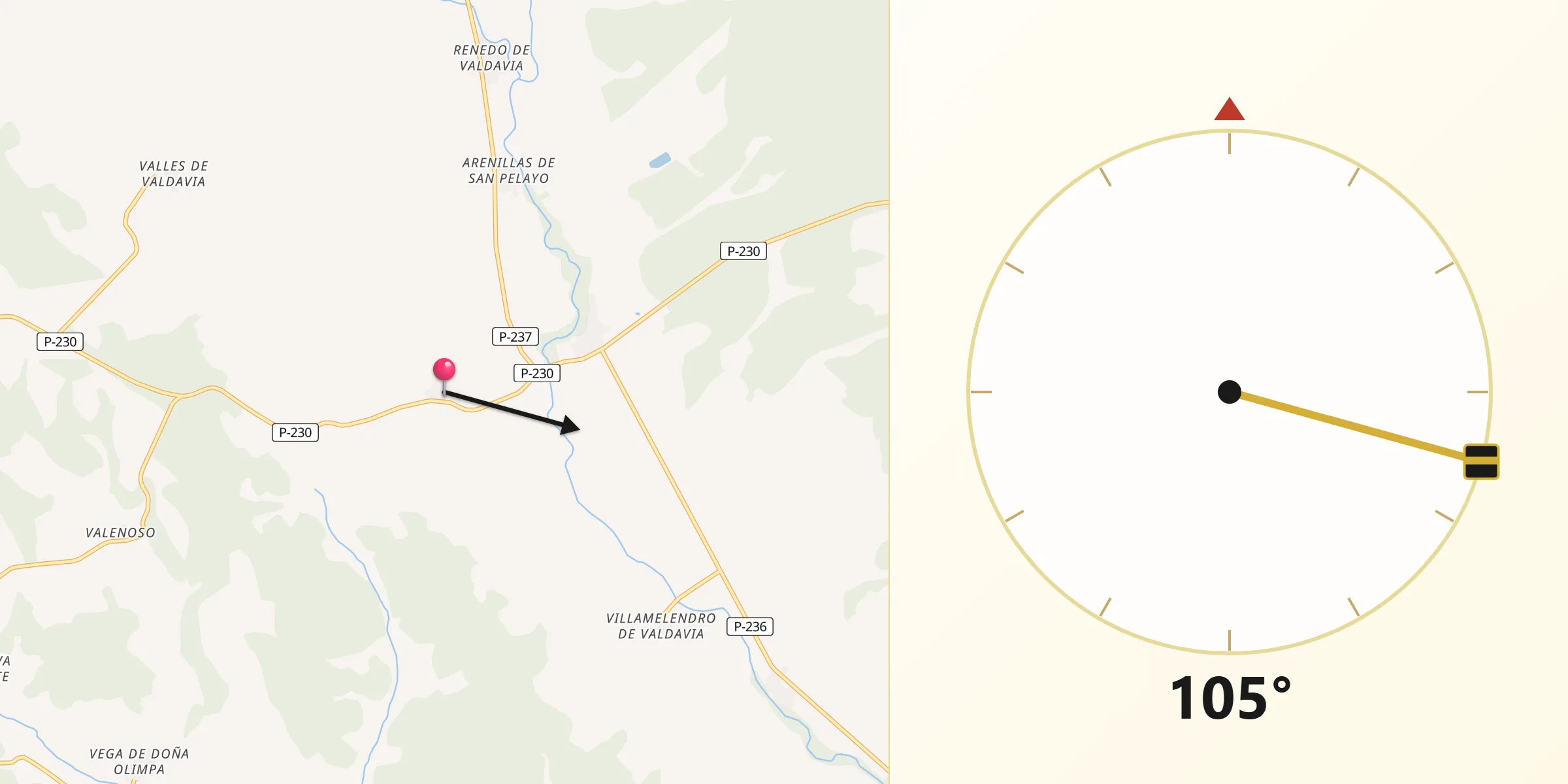 Dirección de la Qibla desde Villabasta de Valdavia