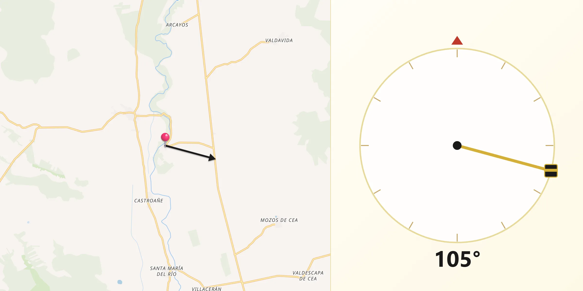 Dirección de la Qibla desde Villaselán