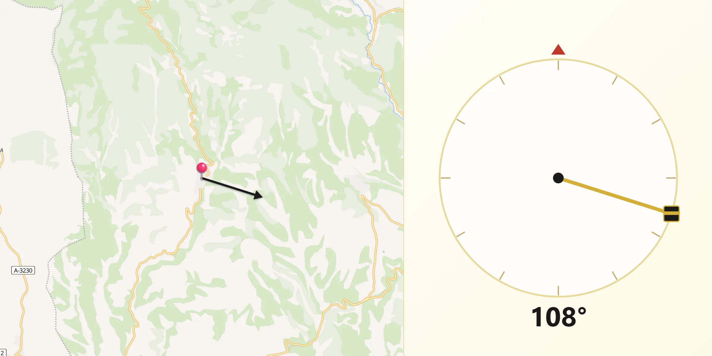 Dirección de la Qibla desde Aras