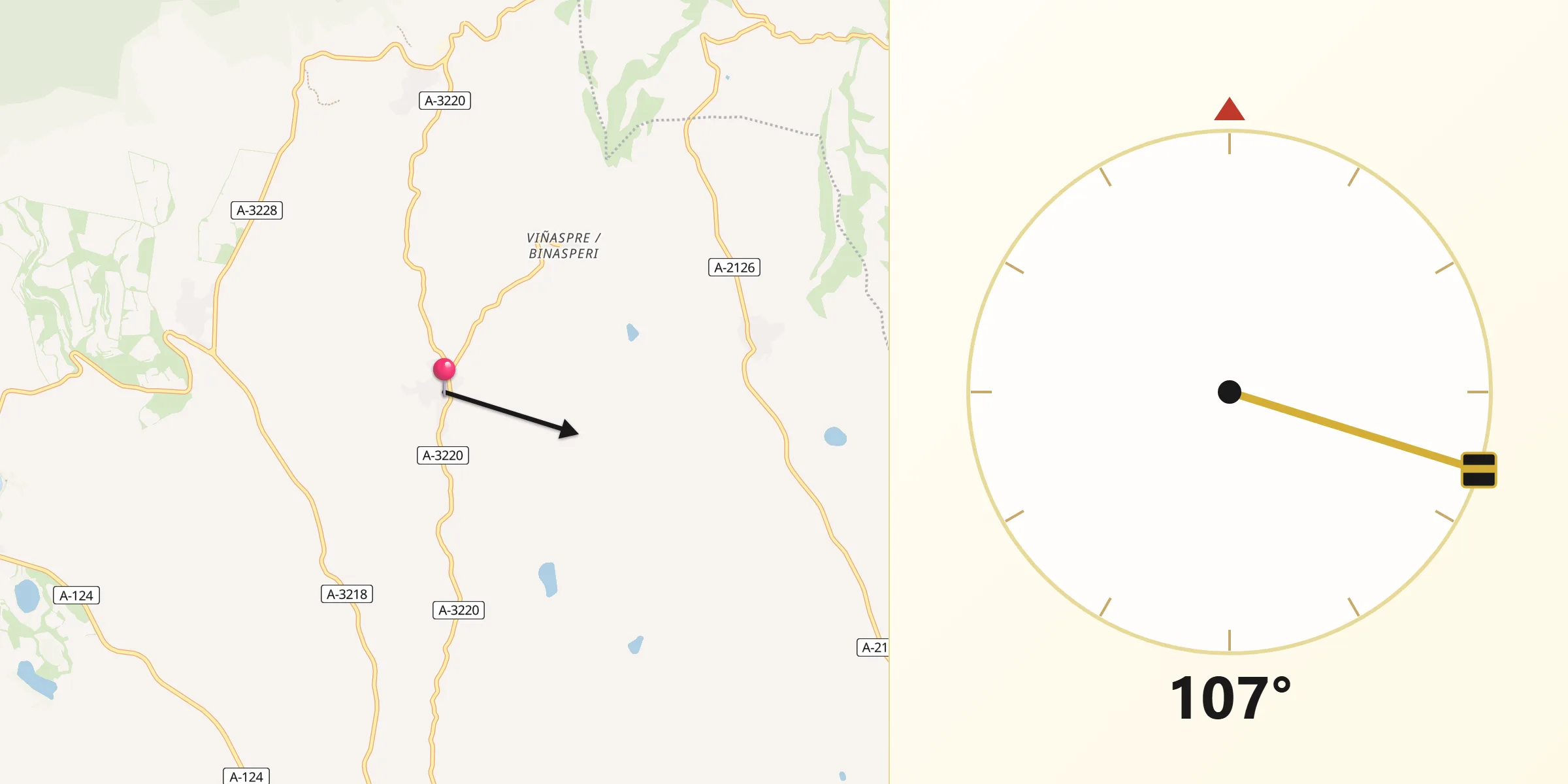 Dirección de la Qibla desde Lanciego/Lantziego