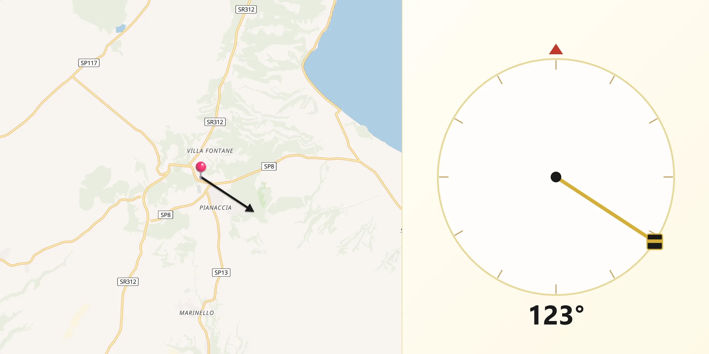 Direzione della Qibla da Valentano