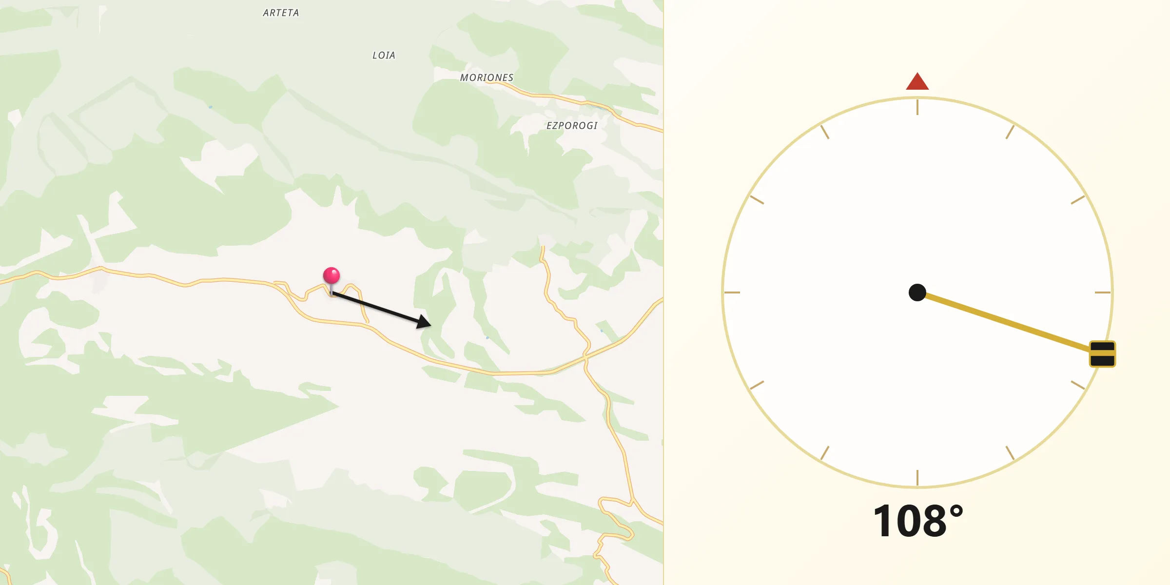 Dirección de la Qibla desde Eslava