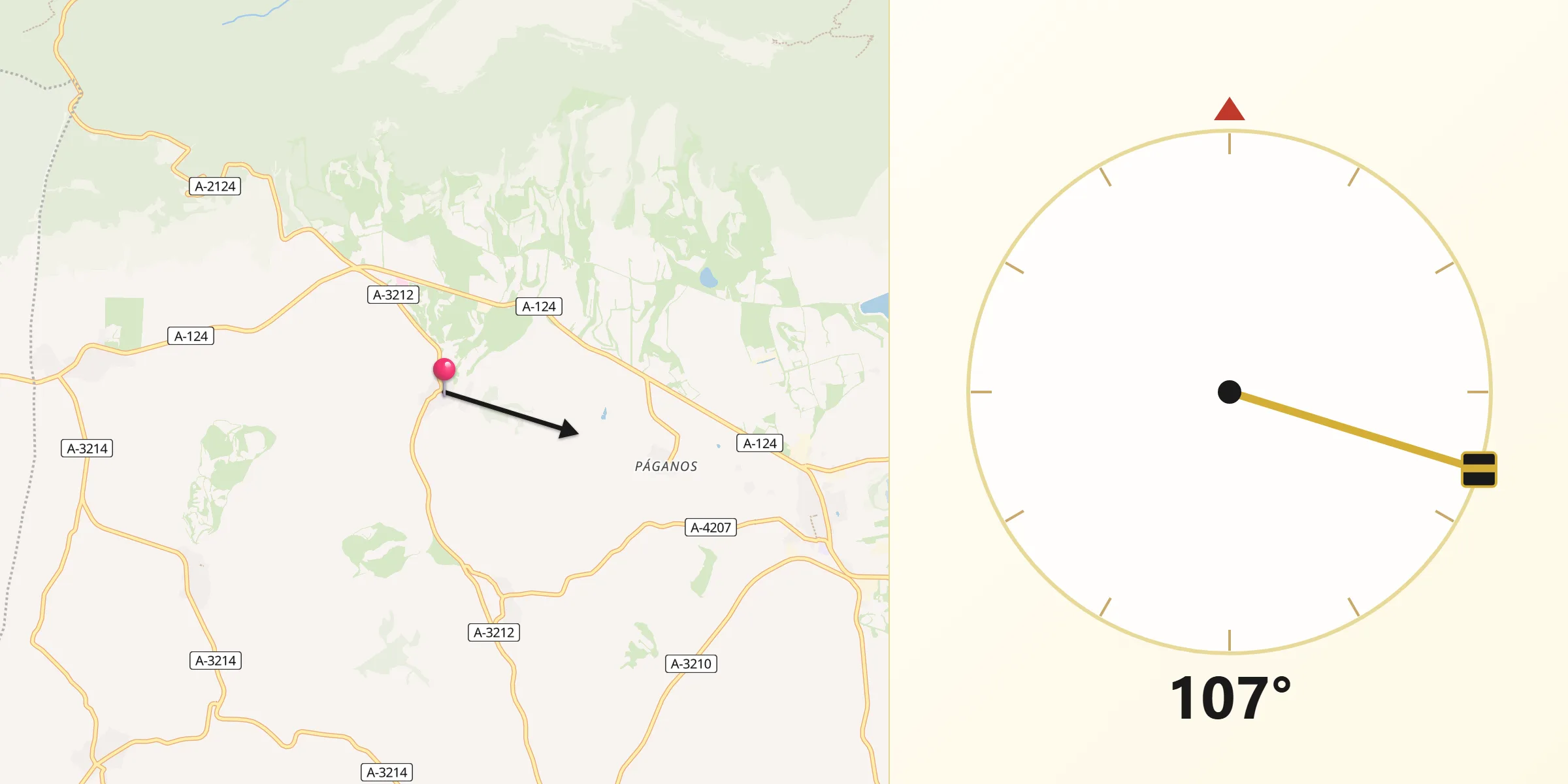Dirección de la Qibla desde Leza