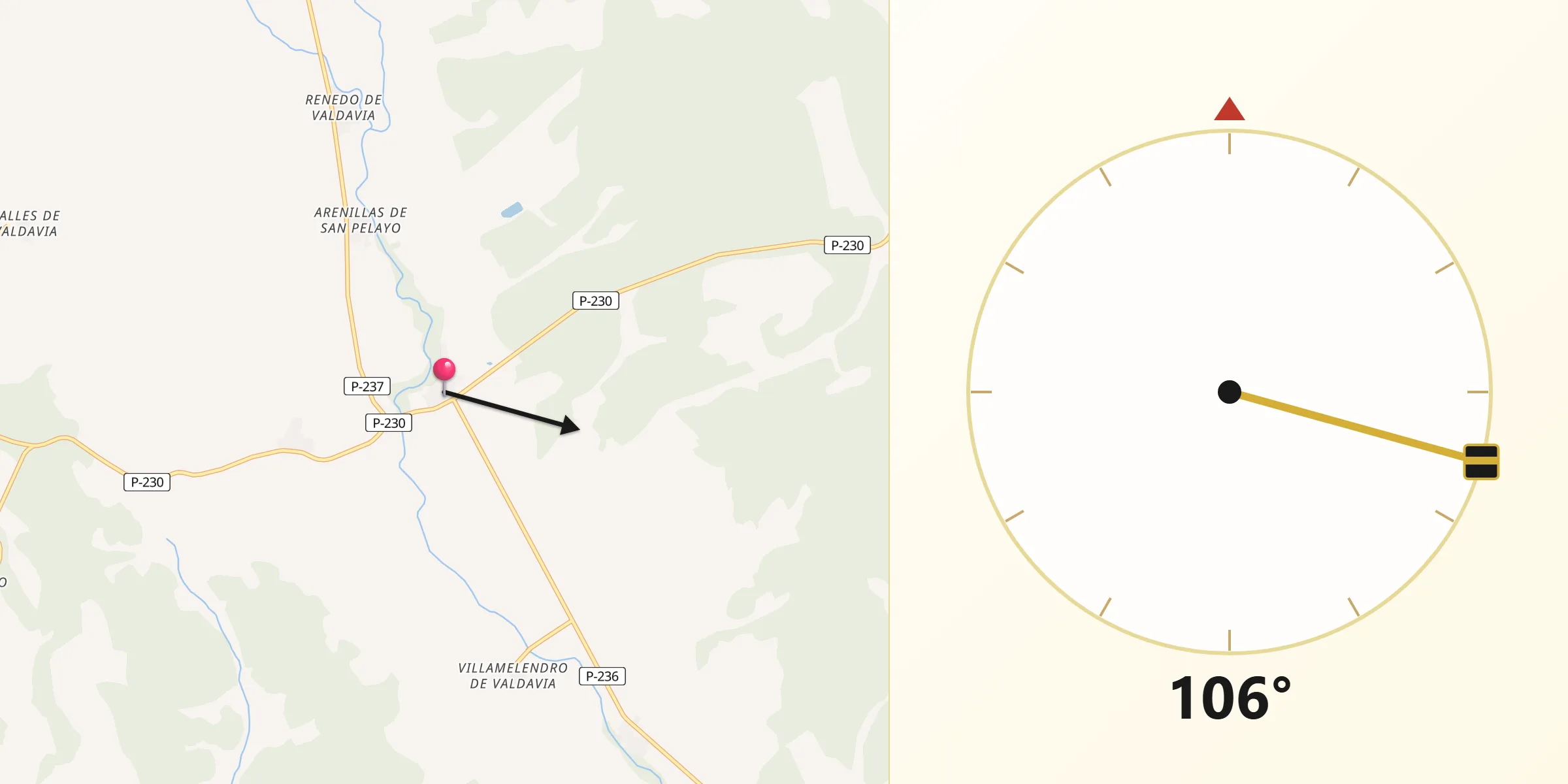 Dirección de la Qibla desde Villaeles de Valdavia