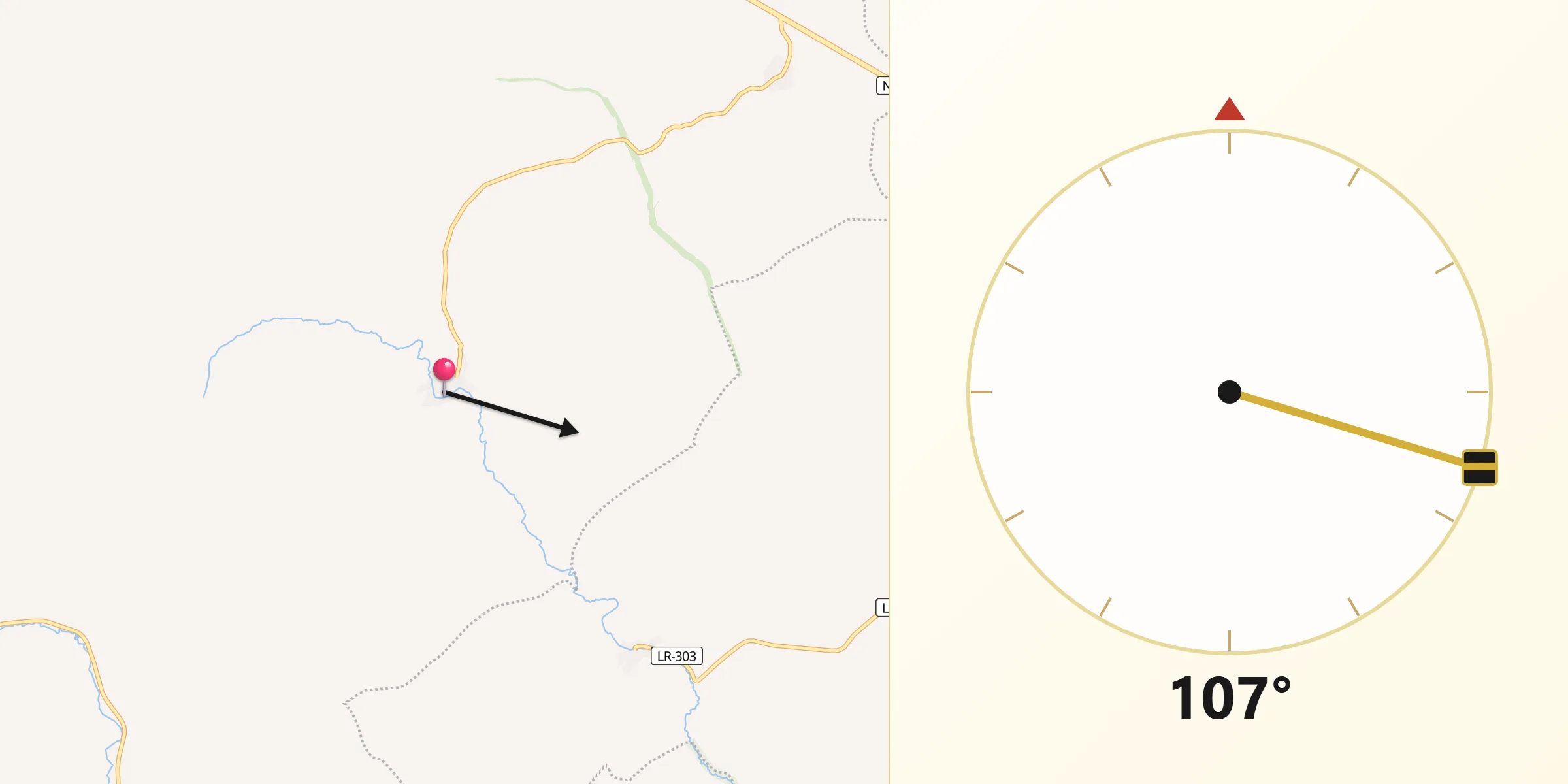 Dirección de la Qibla desde Valluércanes