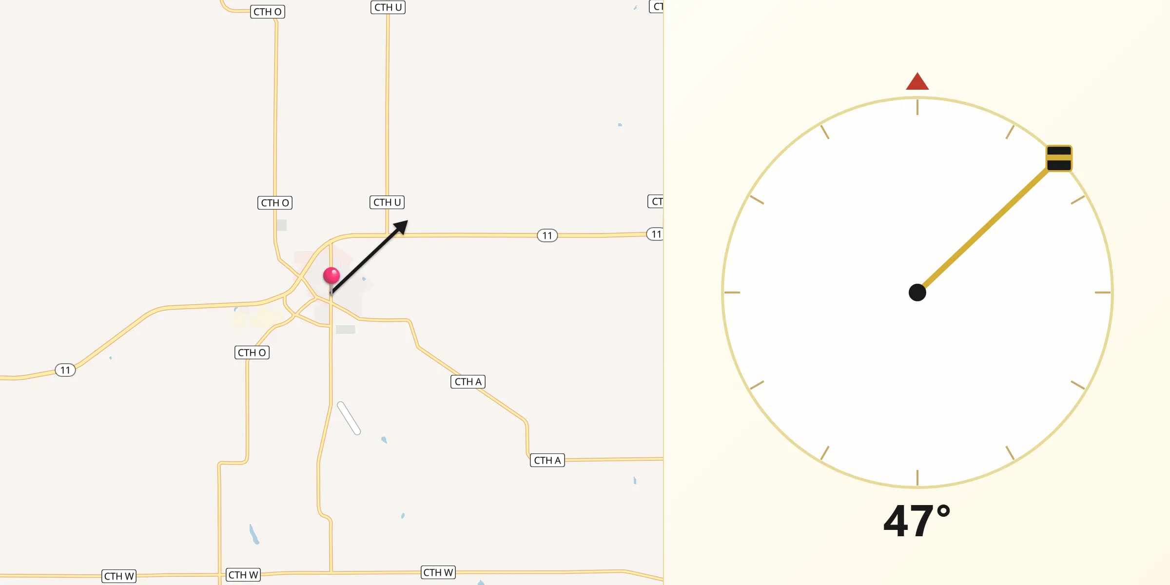 Qibla Direction from Shullsburg
