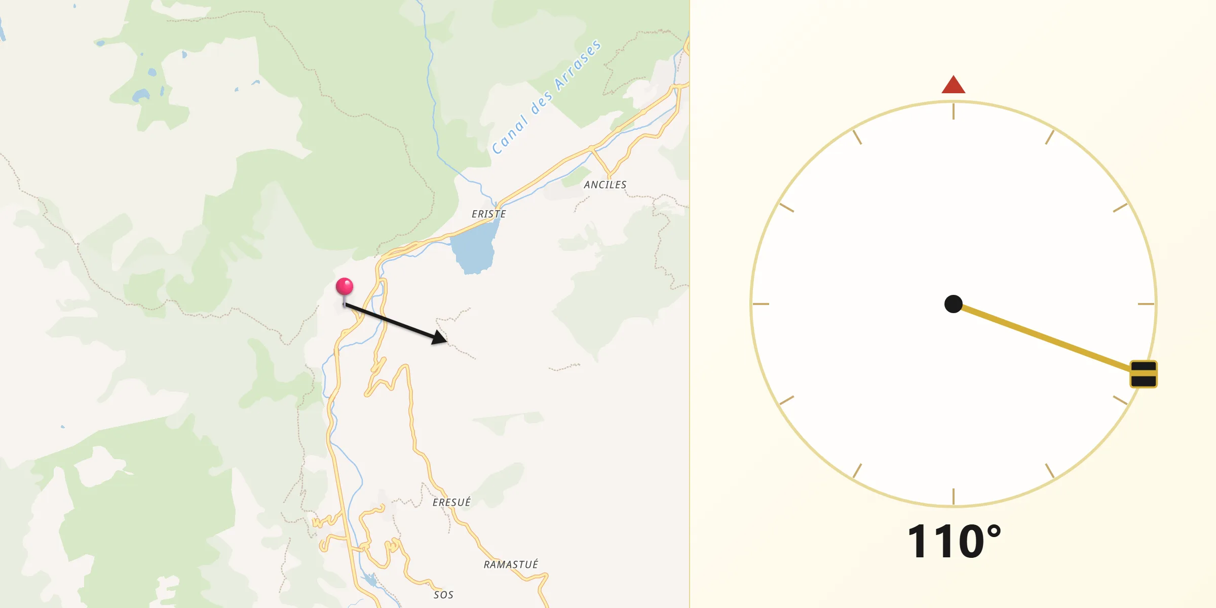 Dirección de la Qibla desde Sahún