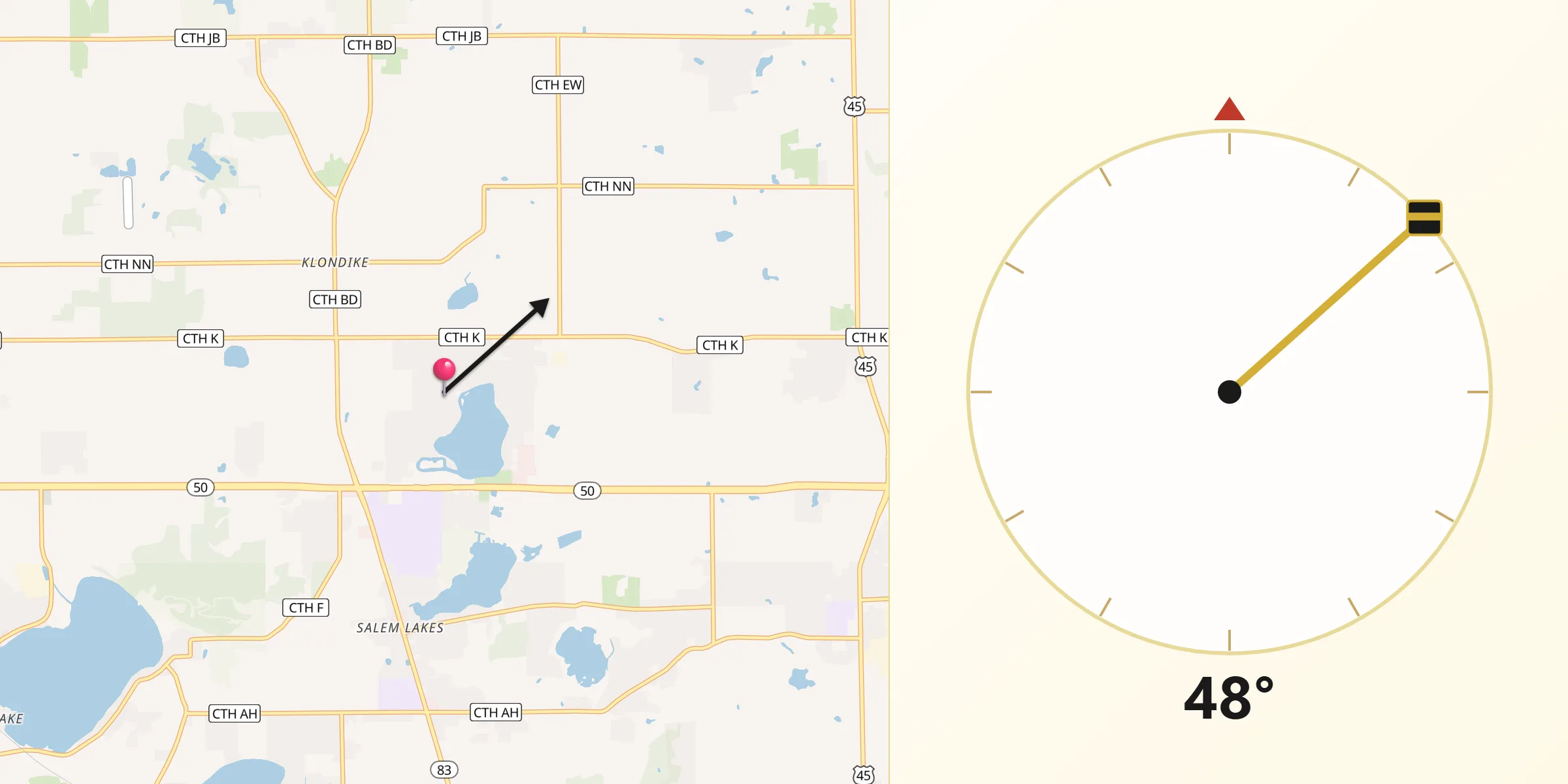 Qibla Direction from Paddock Lake