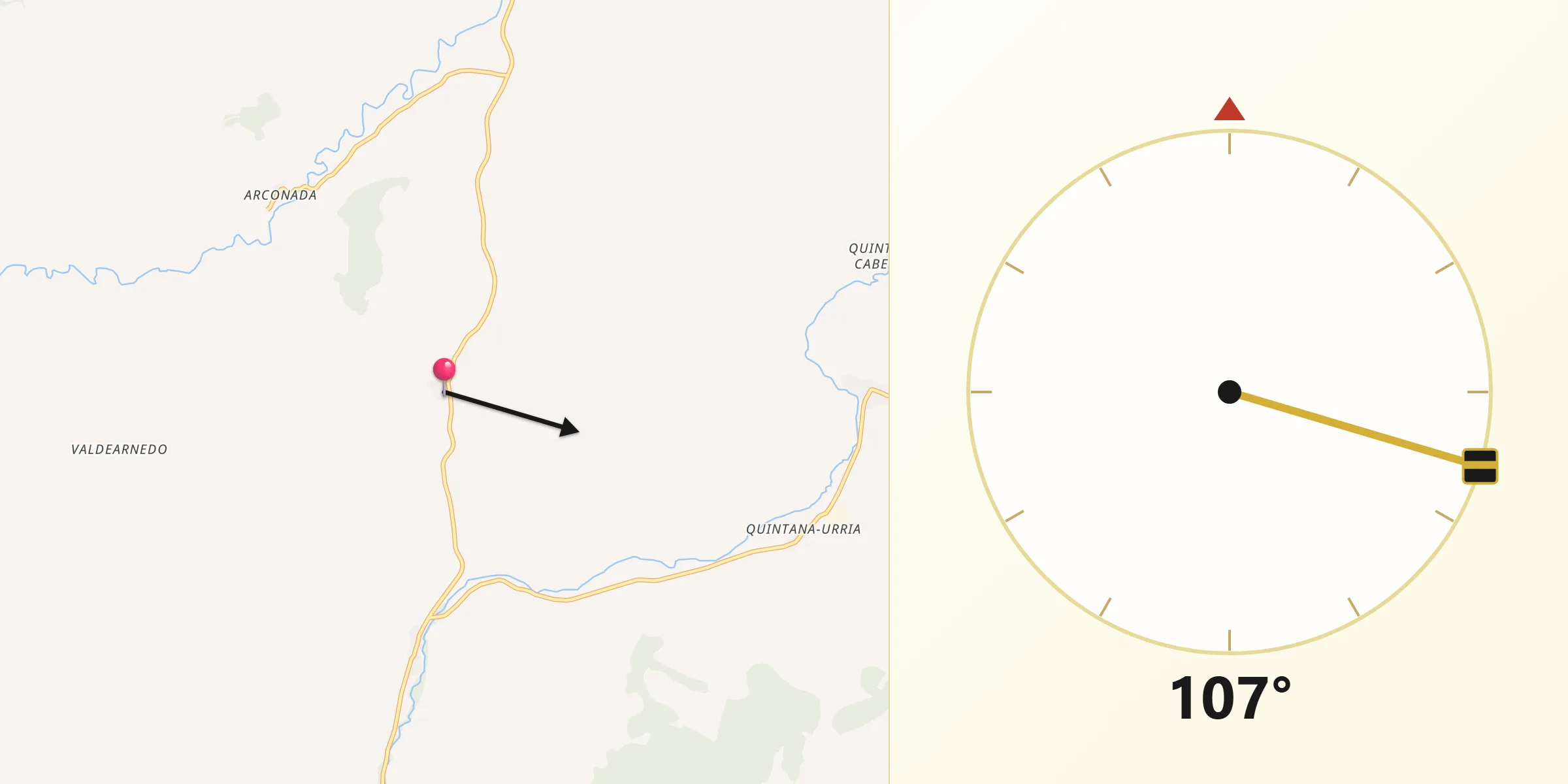 Dirección de la Qibla desde Carcedo de Bureba