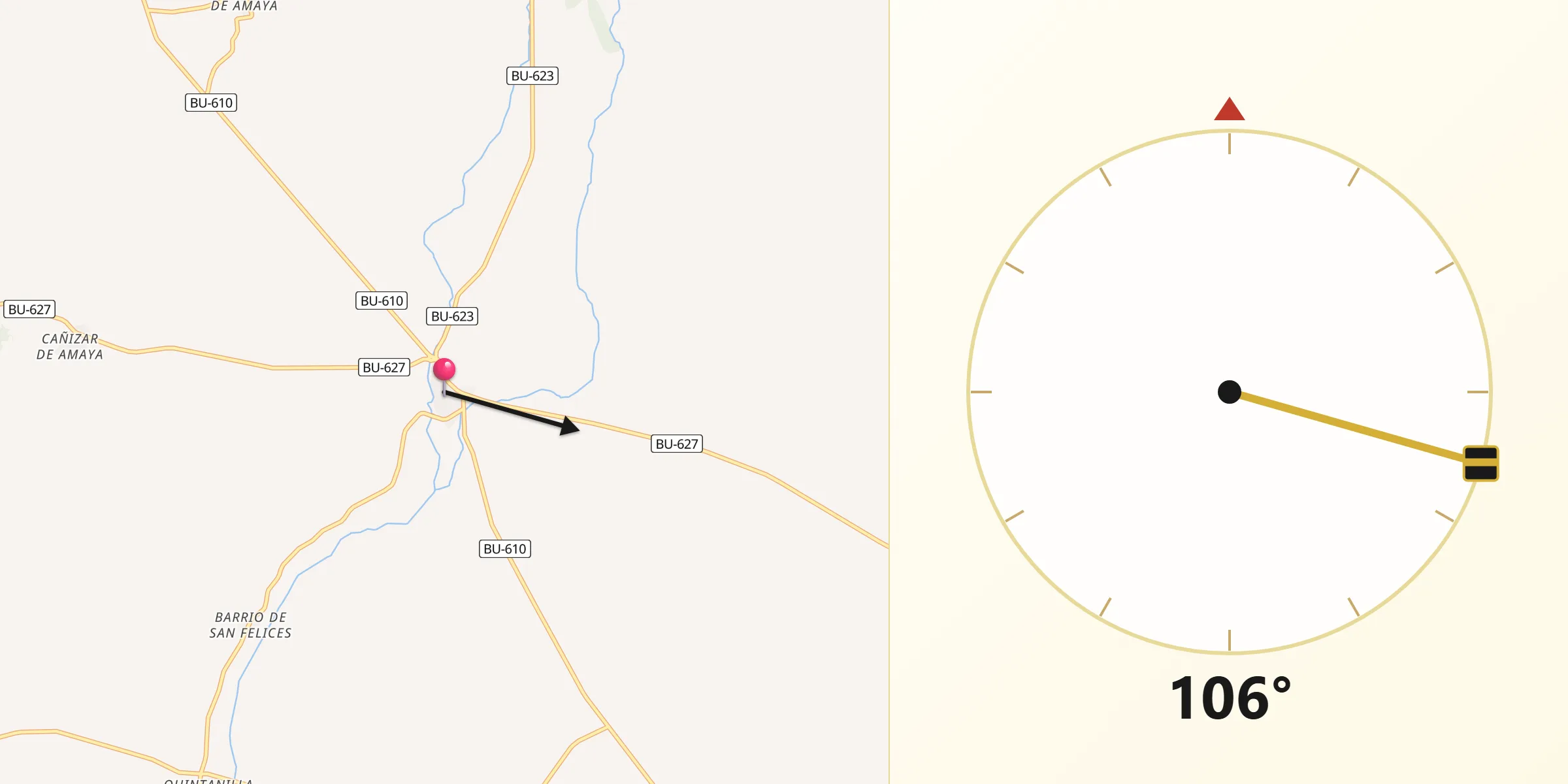 Dirección de la Qibla desde Sotresgudo