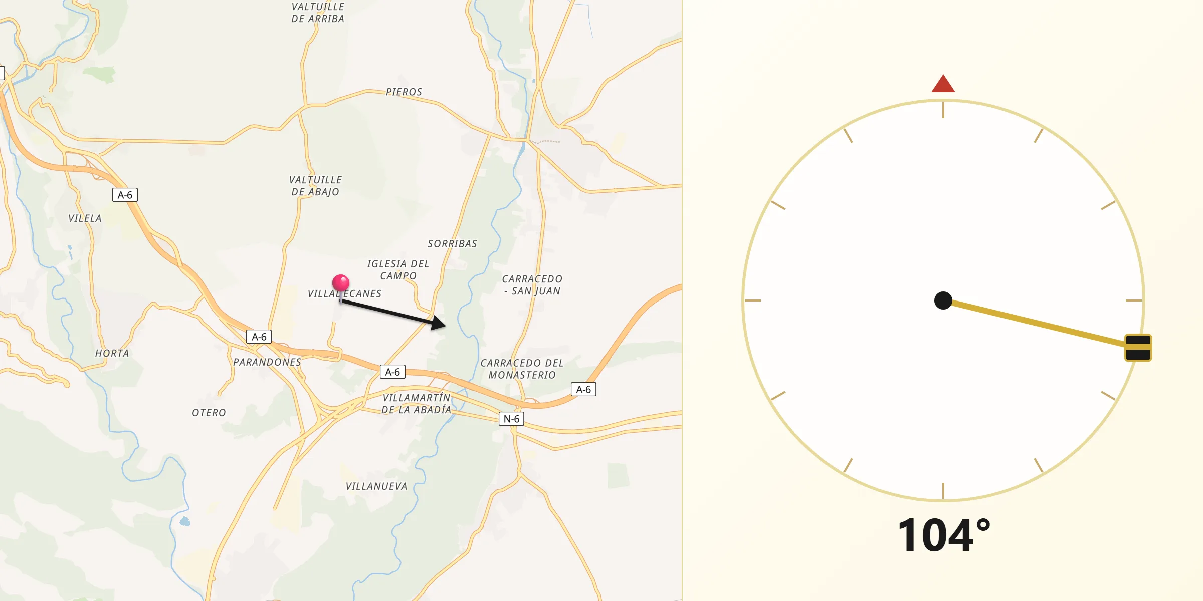 Dirección de la Qibla desde Villadecanes