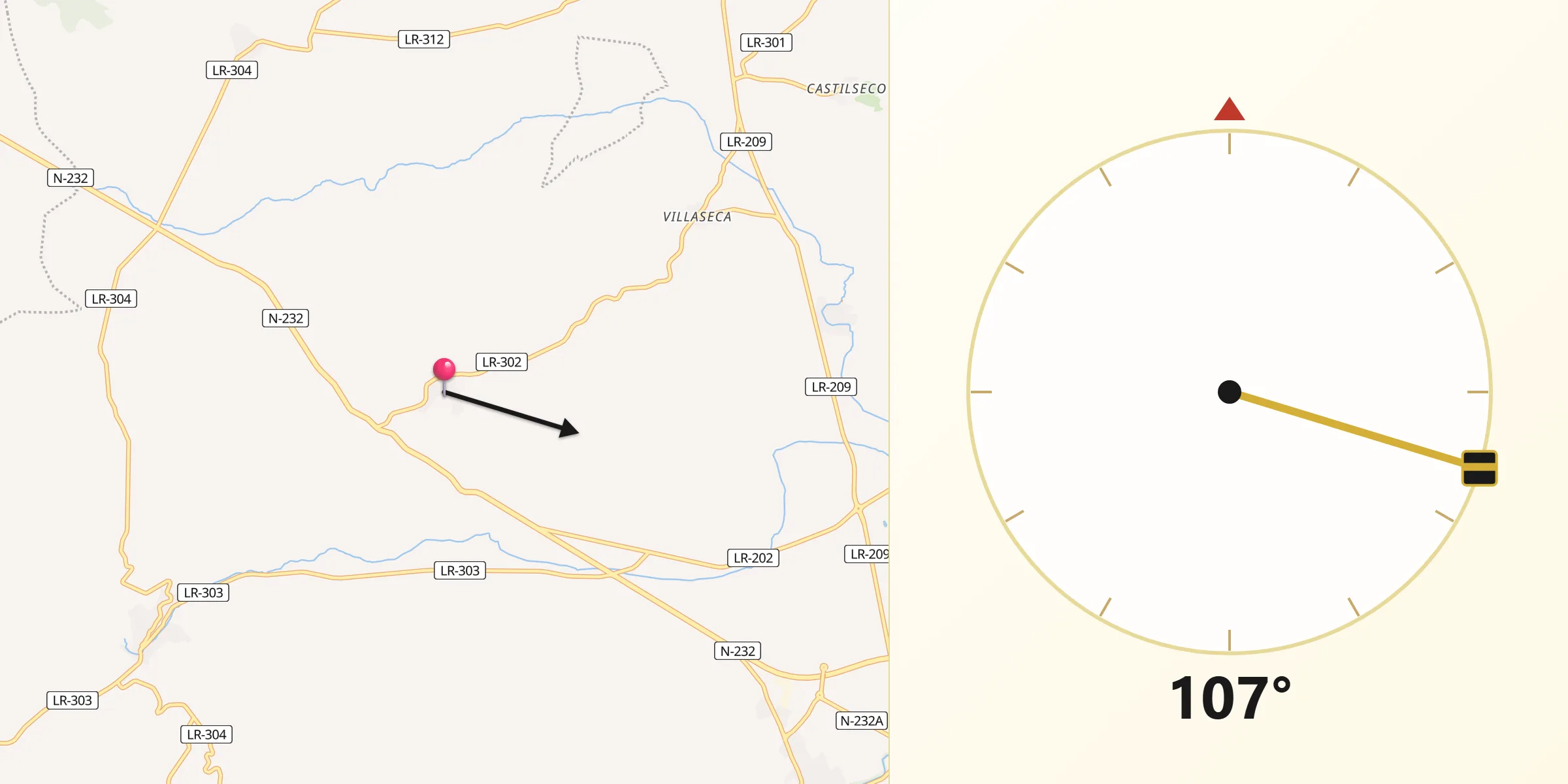 Dirección de la Qibla desde Fonzaleche