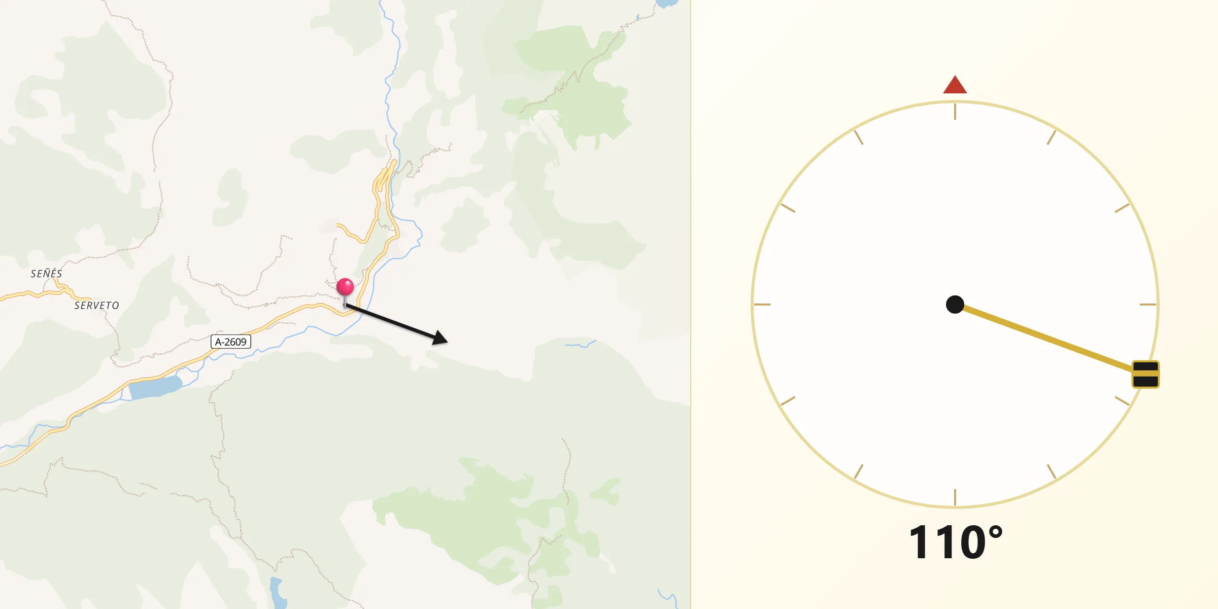 Dirección de la Qibla desde Plan