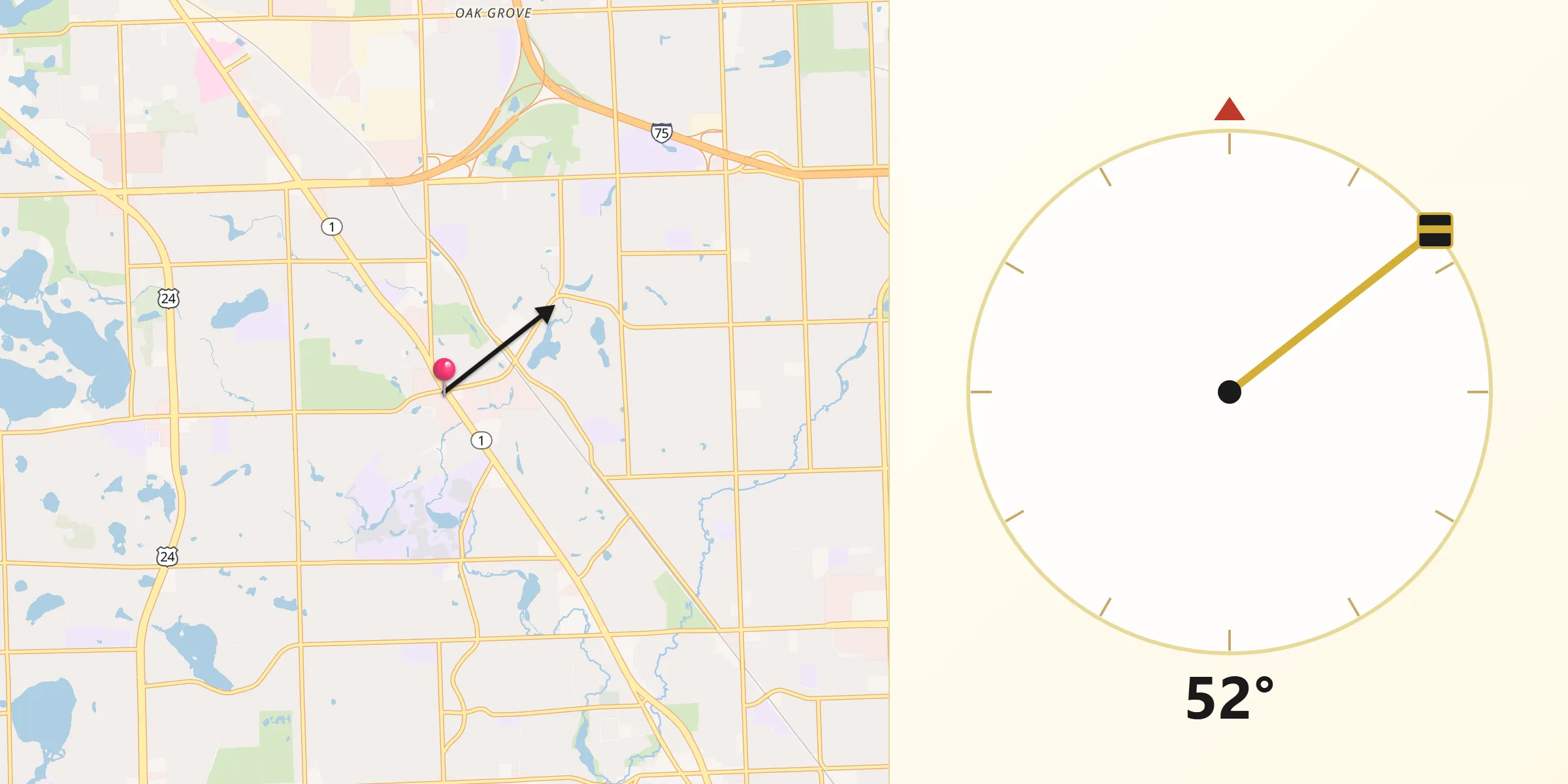 Qibla Direction from Bloomfield Hills