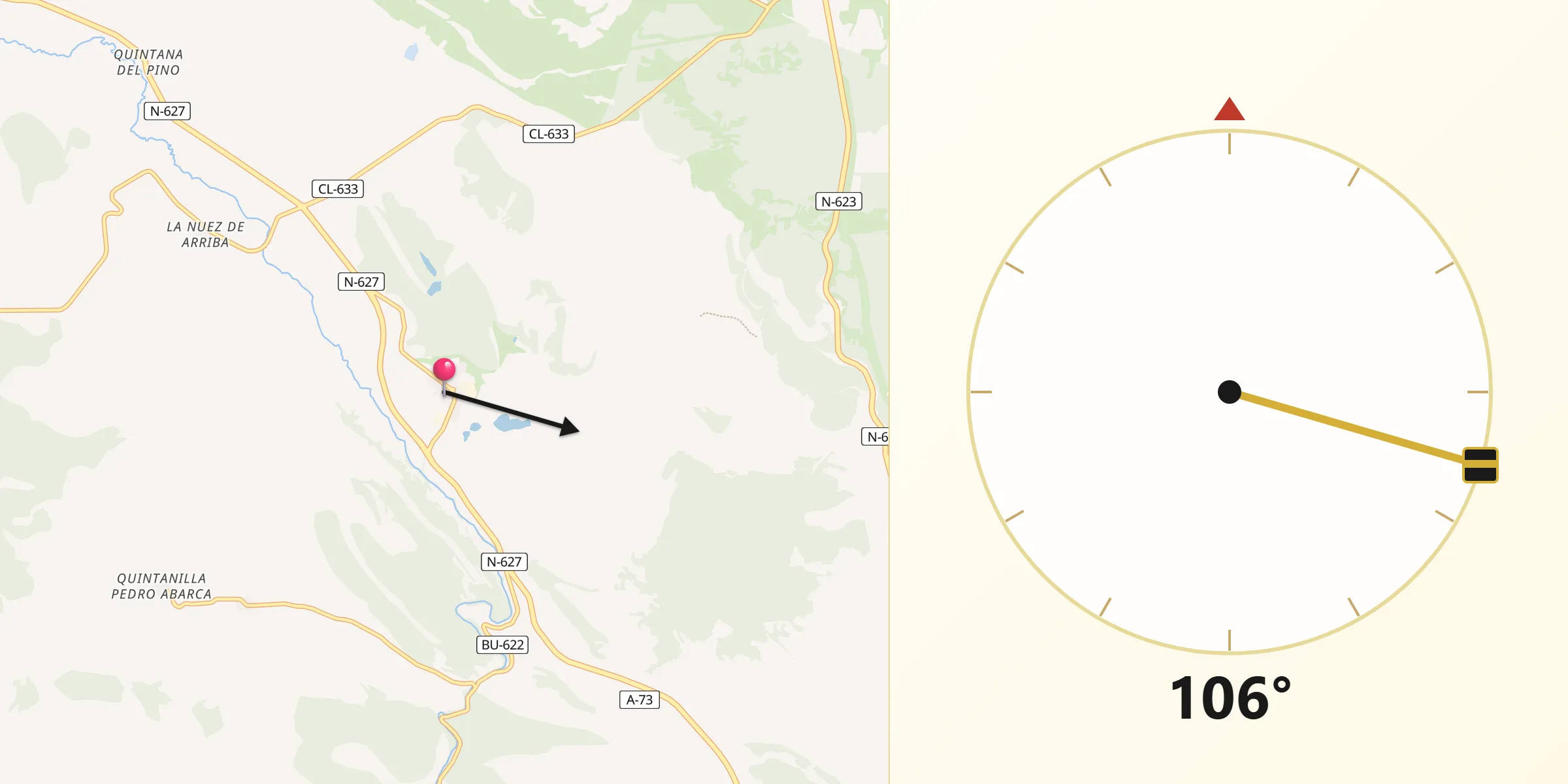 Dirección de la Qibla desde Montorio