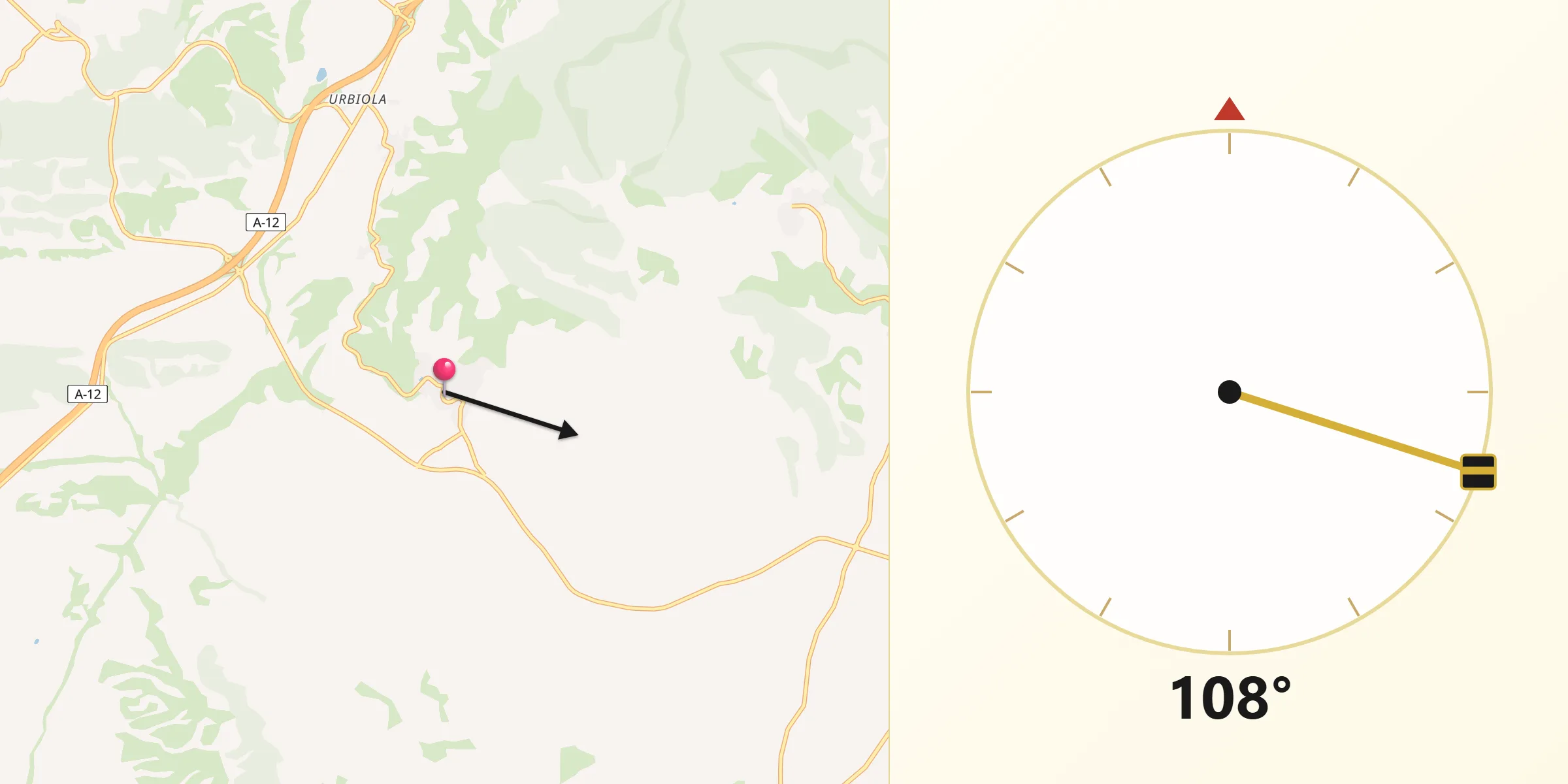 Dirección de la Qibla desde Arróniz