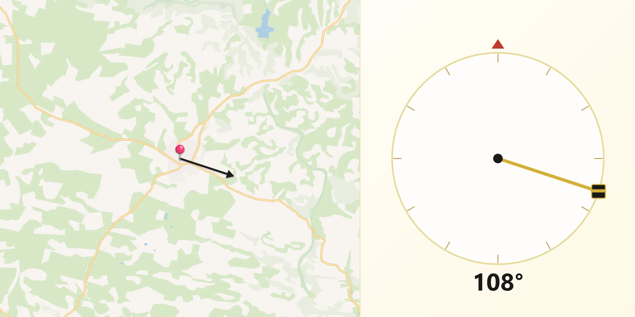 Dirección de la Qibla desde Artajona