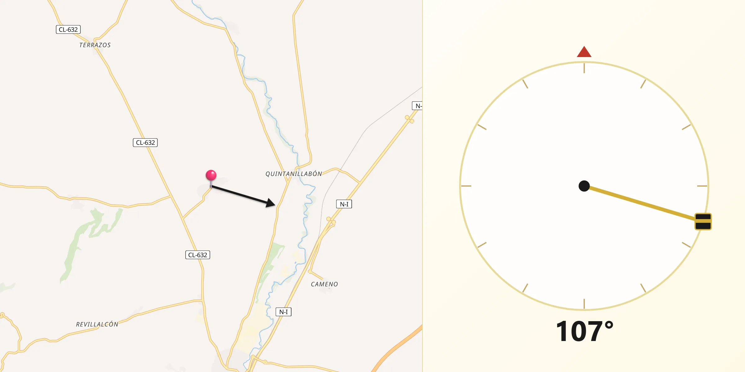 Dirección de la Qibla desde Aguilar de Bureba