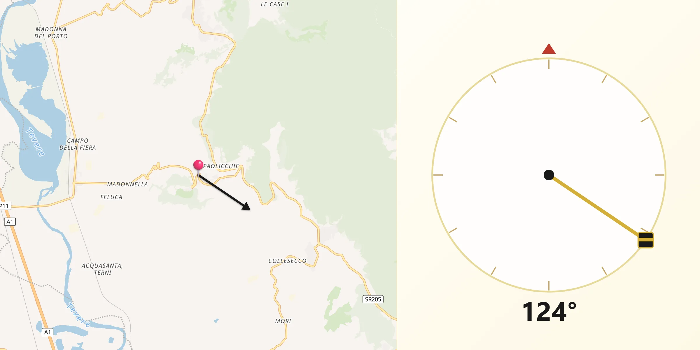 Direzione della Qibla da Alviano
