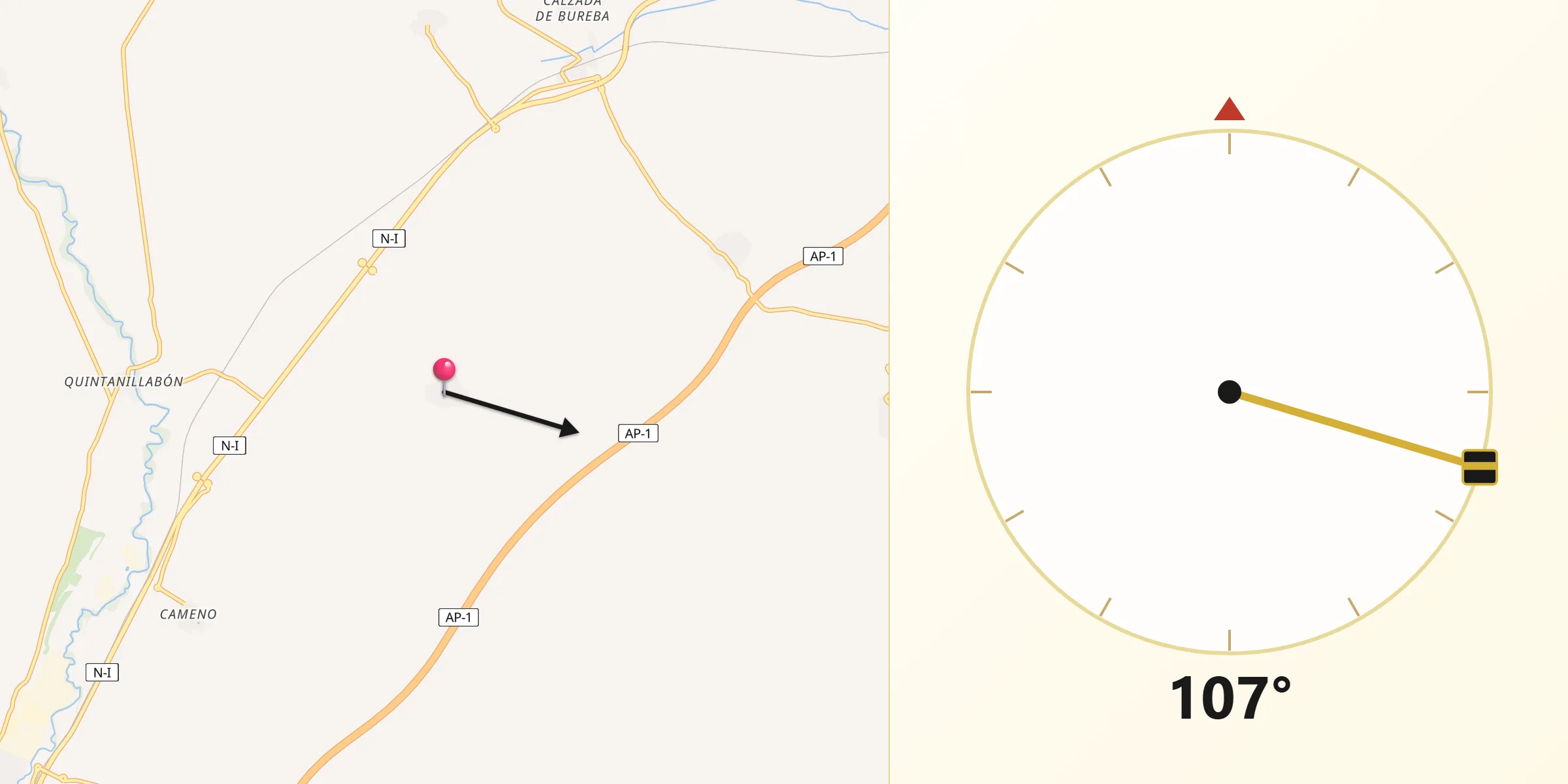 Dirección de la Qibla desde Grisaleña