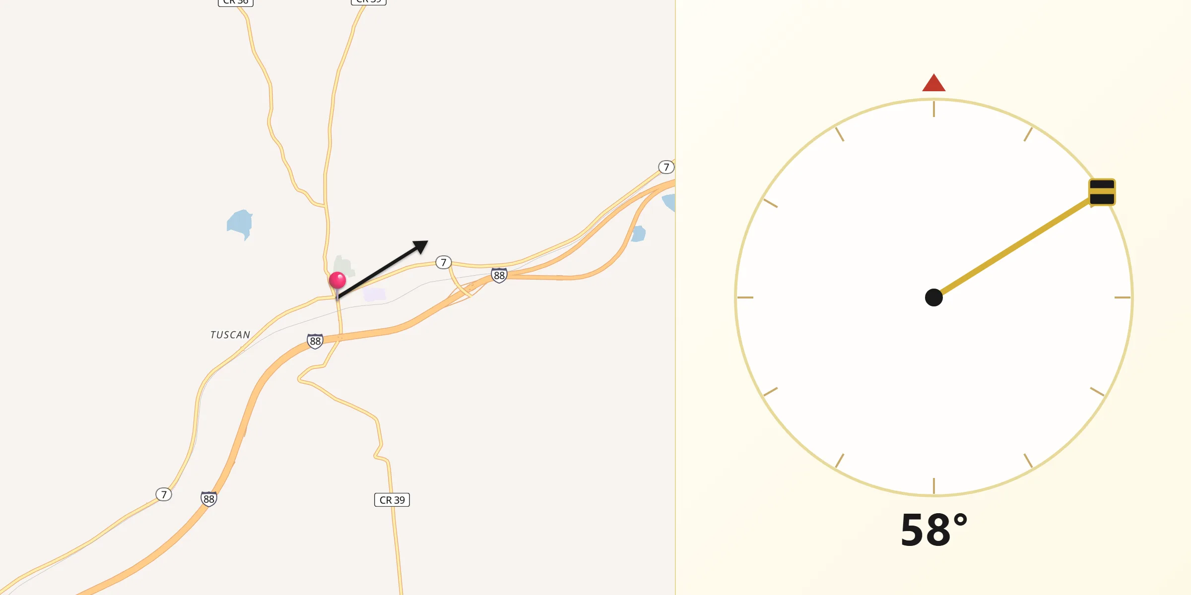 Dirección de la Qibla desde Worcester