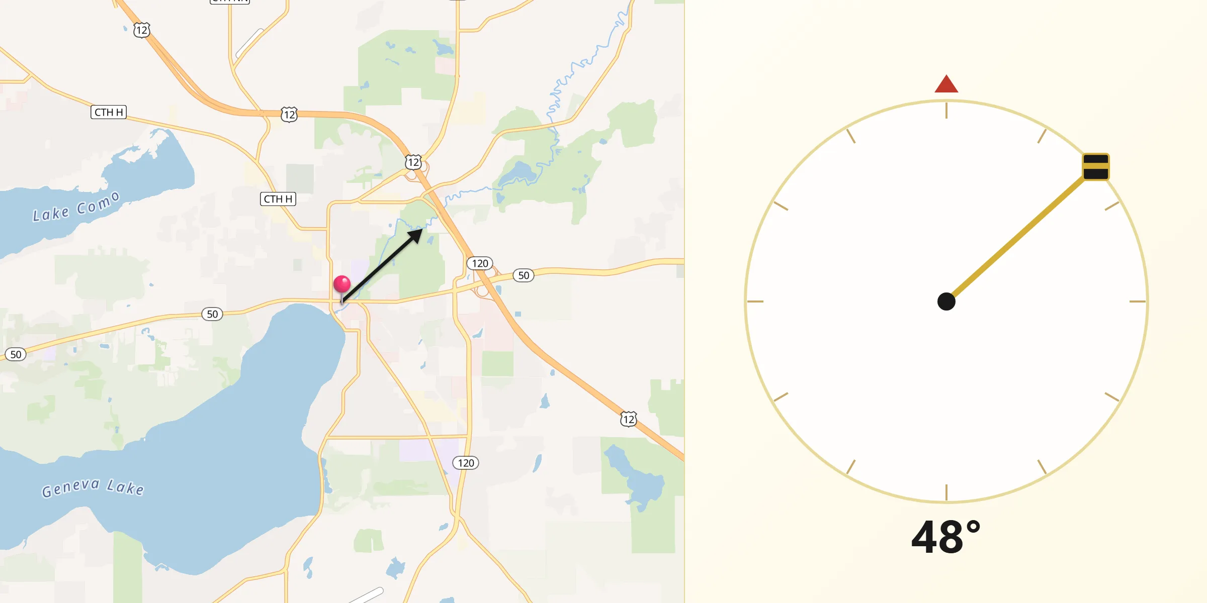 Qibla Direction from Lake Geneva