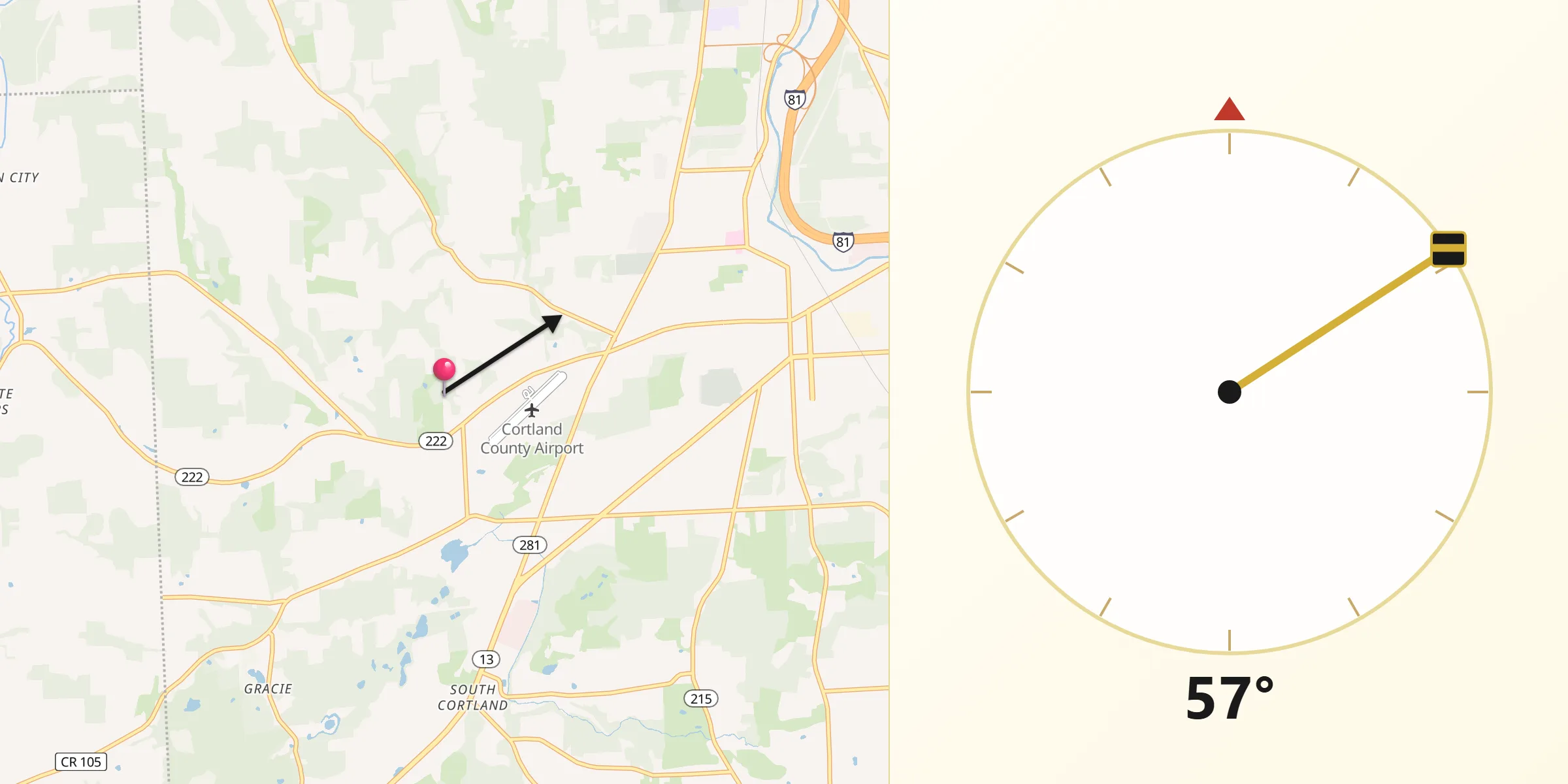 Qibla Direction from Cortland West