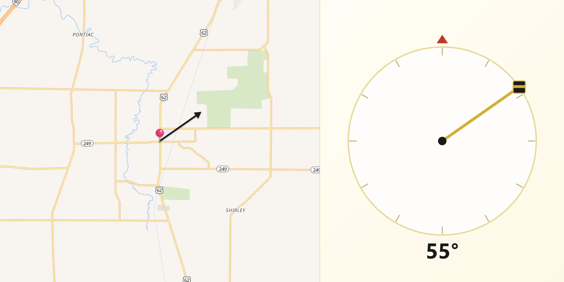 Qibla Direction from North Collins