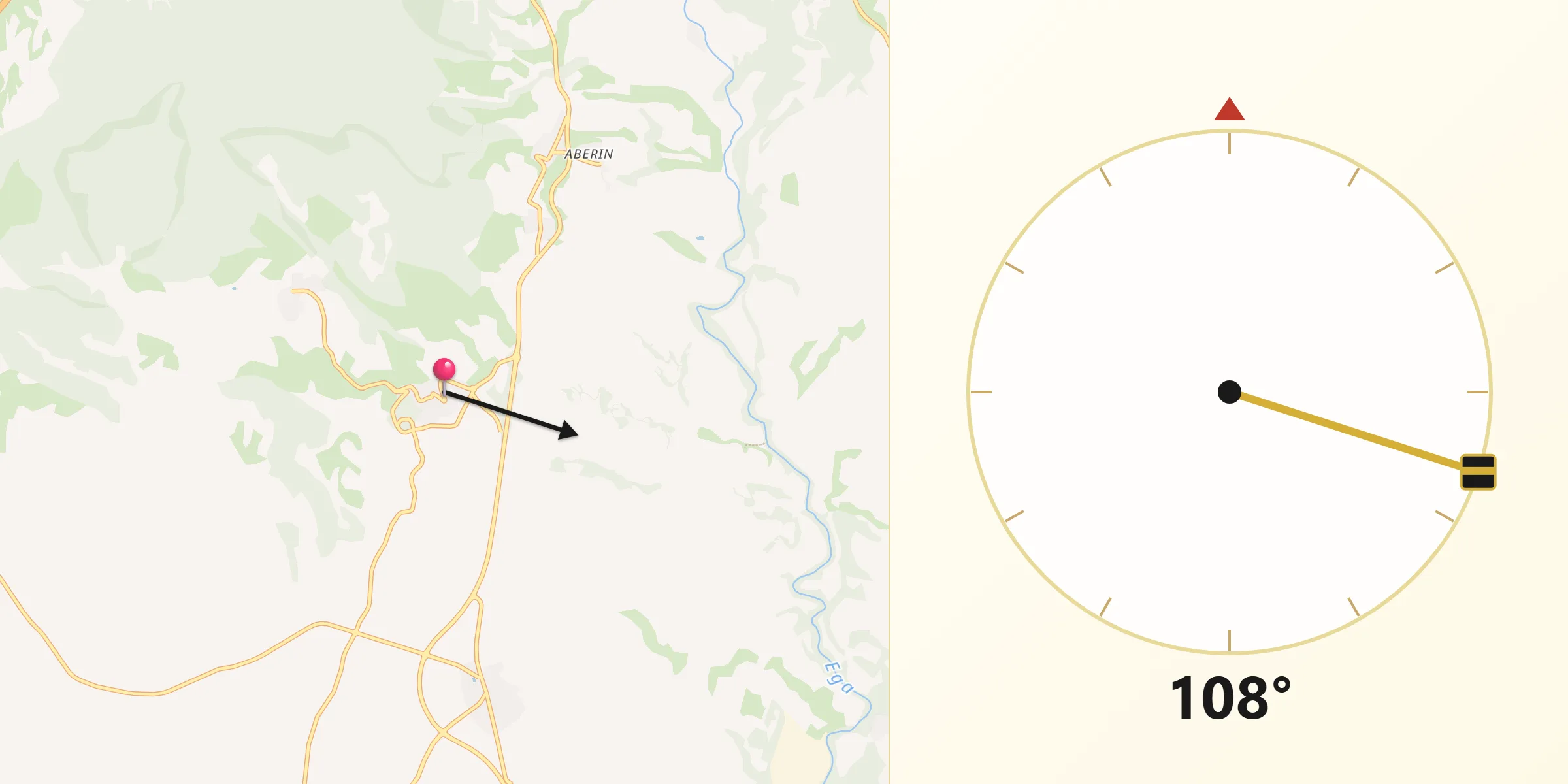 Dirección de la Qibla desde Dicastillo