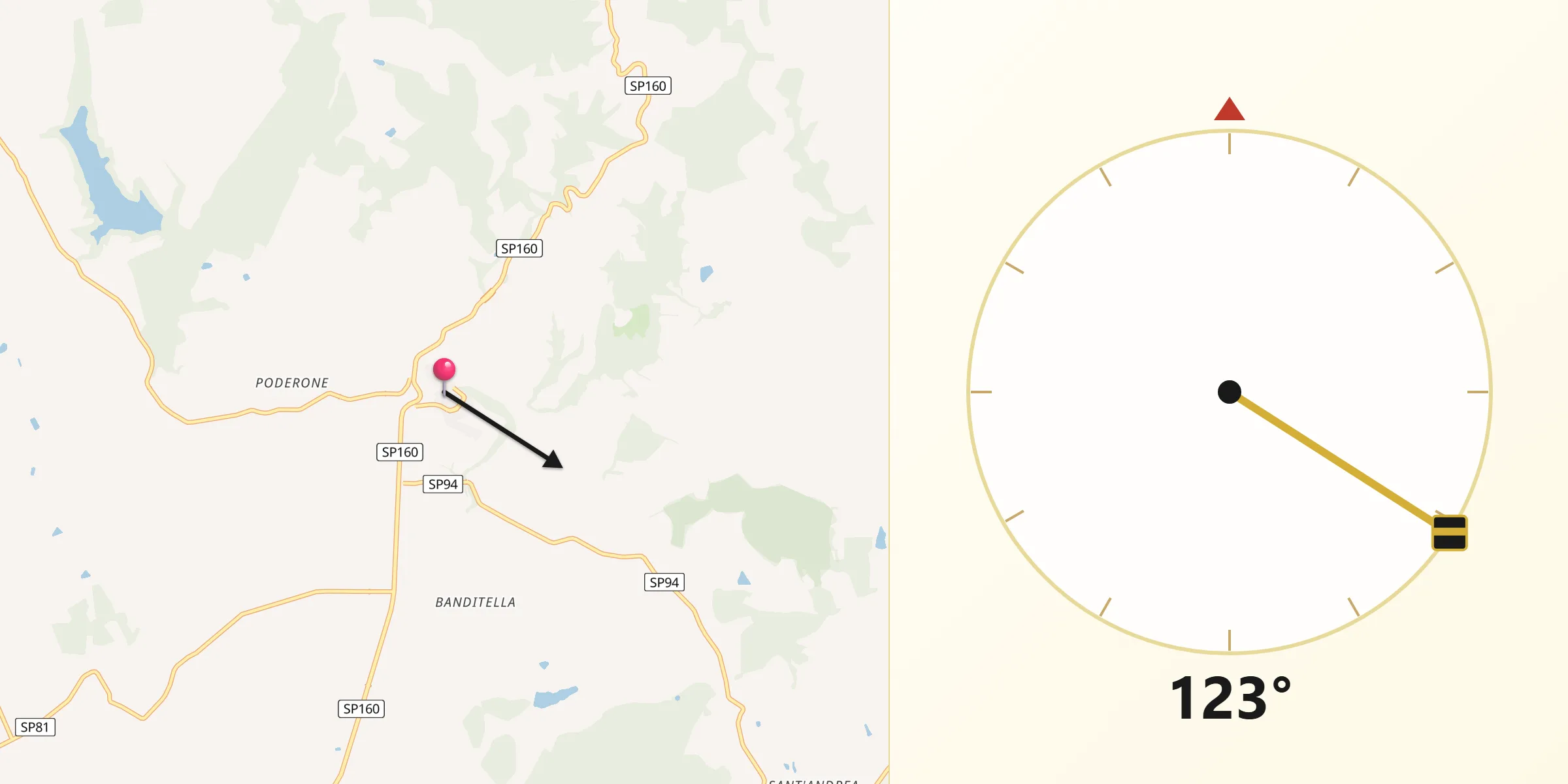Direzione della Qibla da Magliano in Toscana