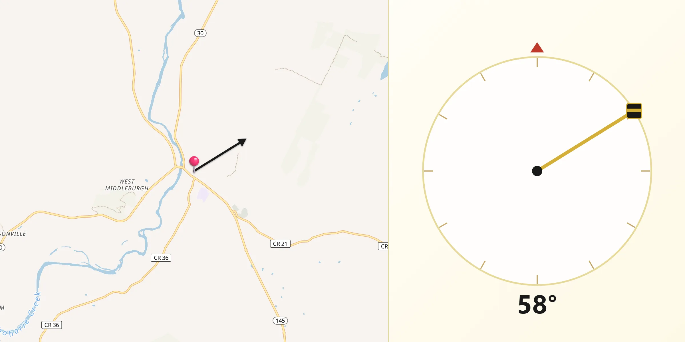 Qibla Direction from Middleburgh