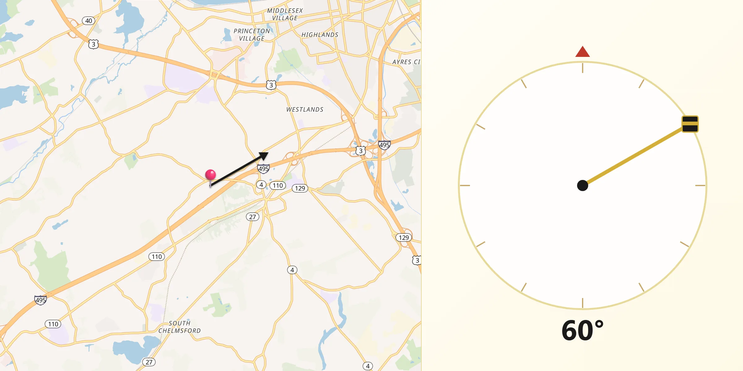 Qibla Direction from Chelmsford