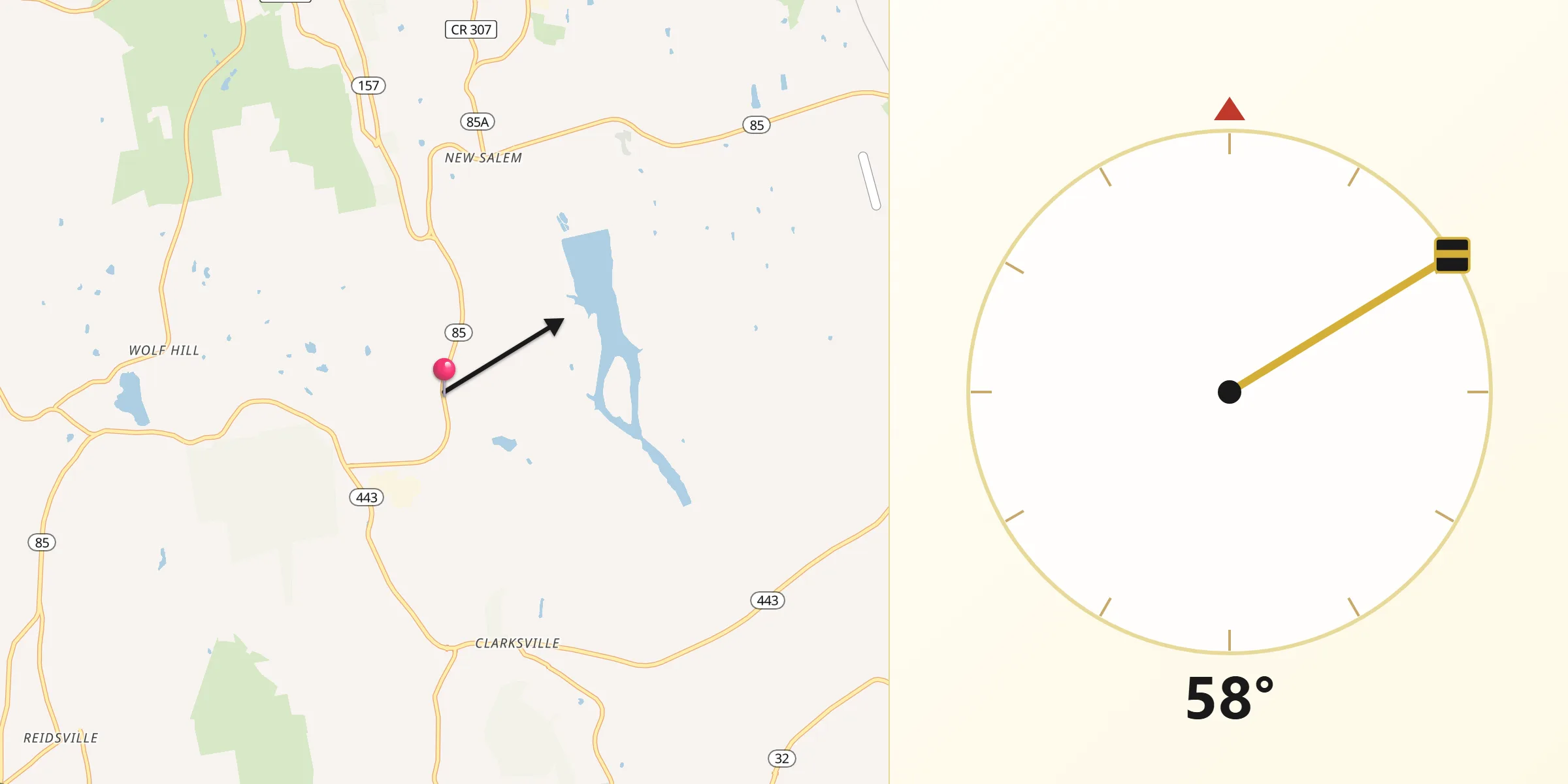 Qibla Direction from Albany County