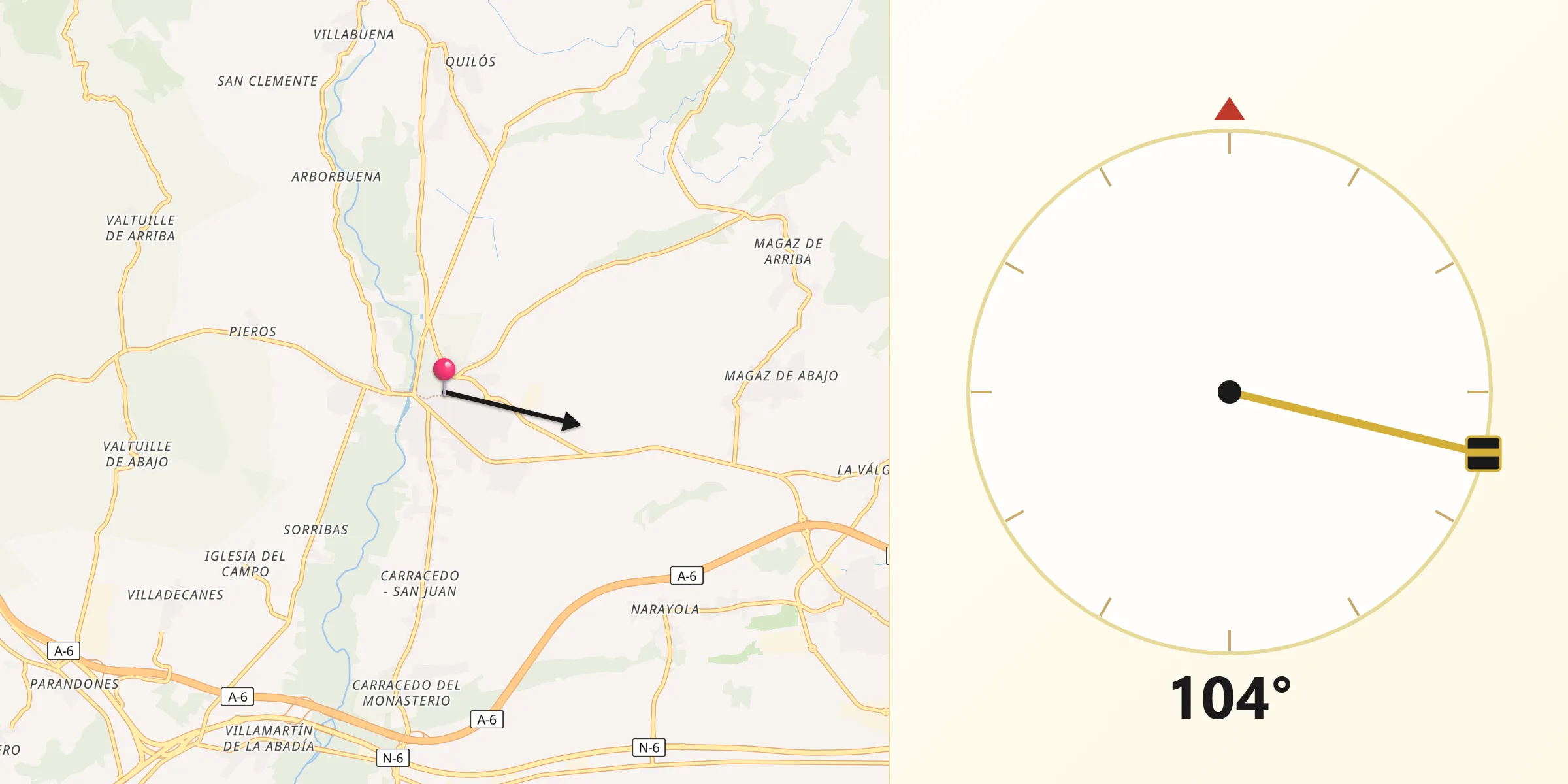 Dirección de la Qibla desde Cacabelos