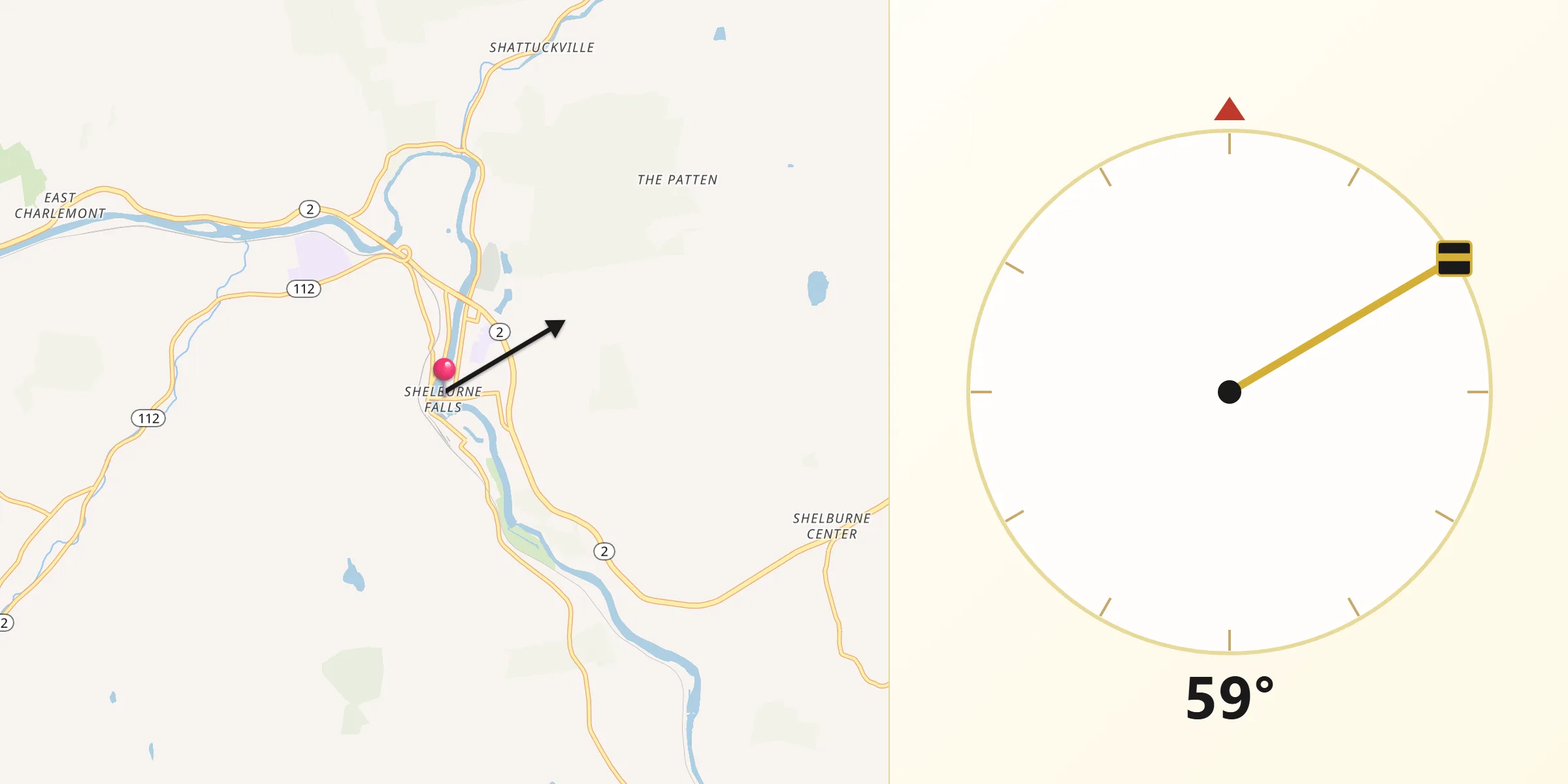 Qibla Direction from Shelburne Falls