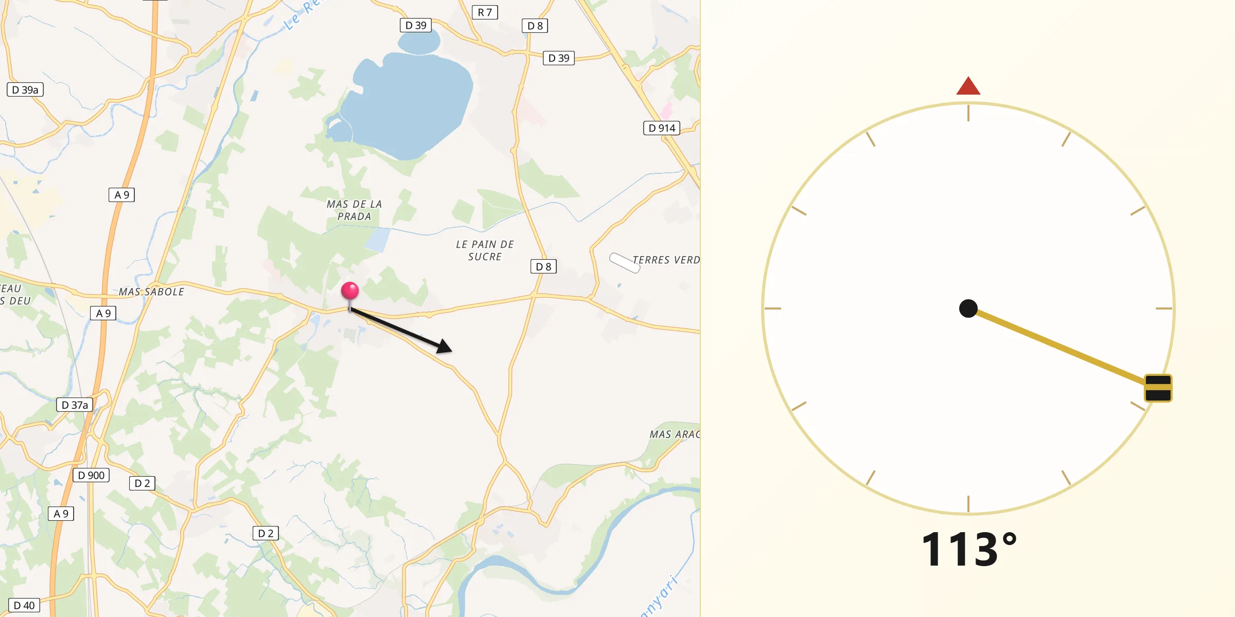 Direction vers la Qibla depuis Bages
