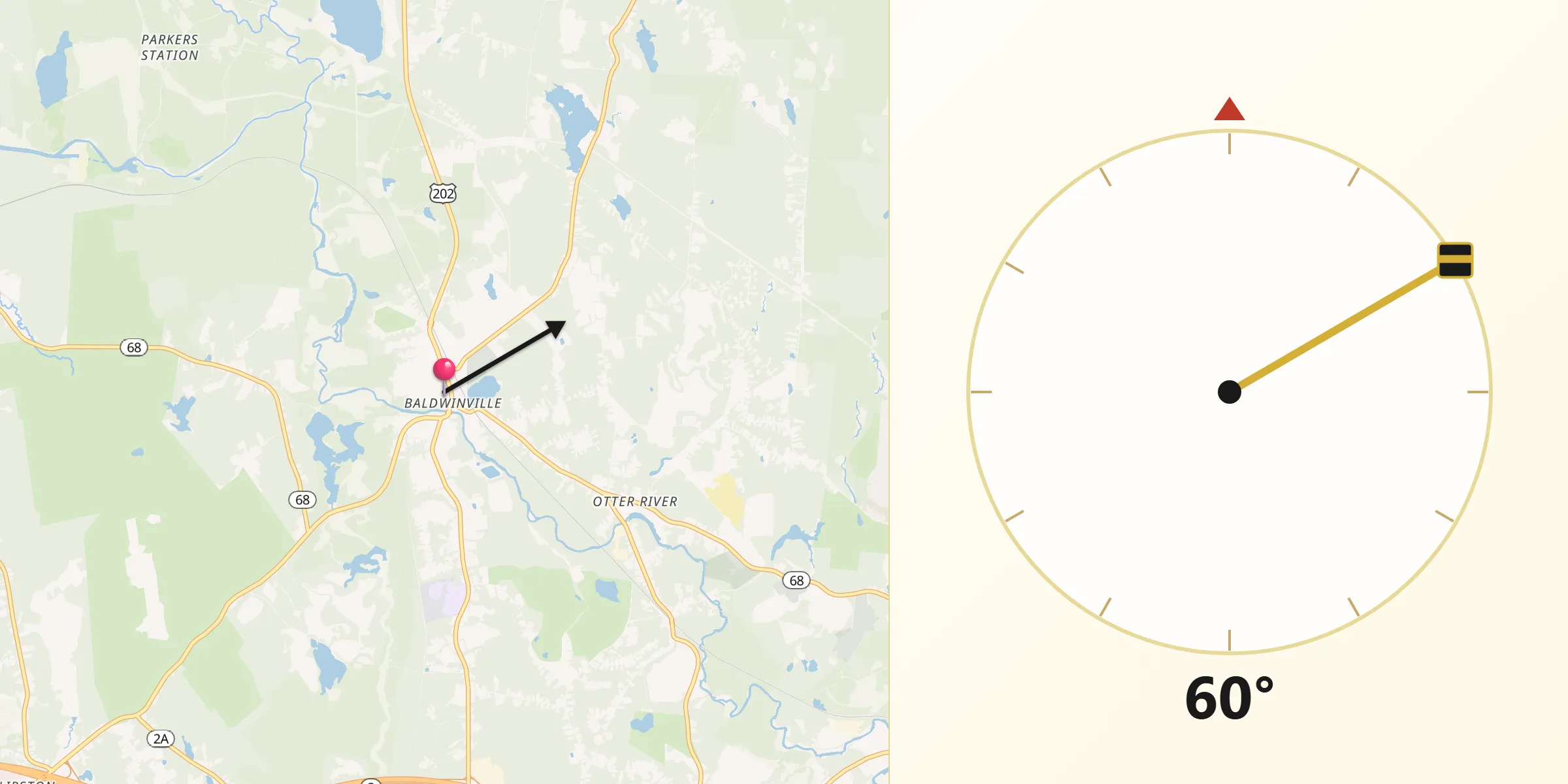 Qibla Direction from Baldwinville