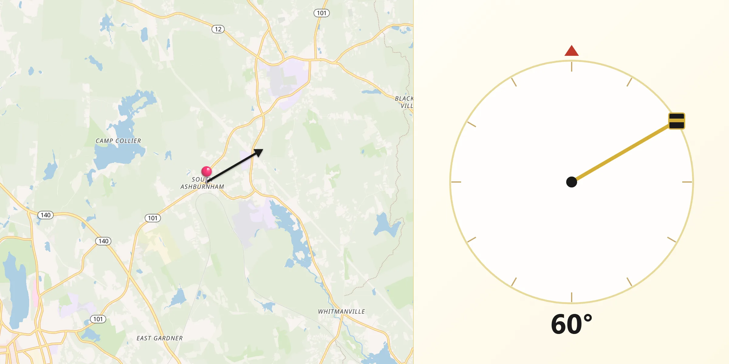 Qibla Direction from South Ashburnham