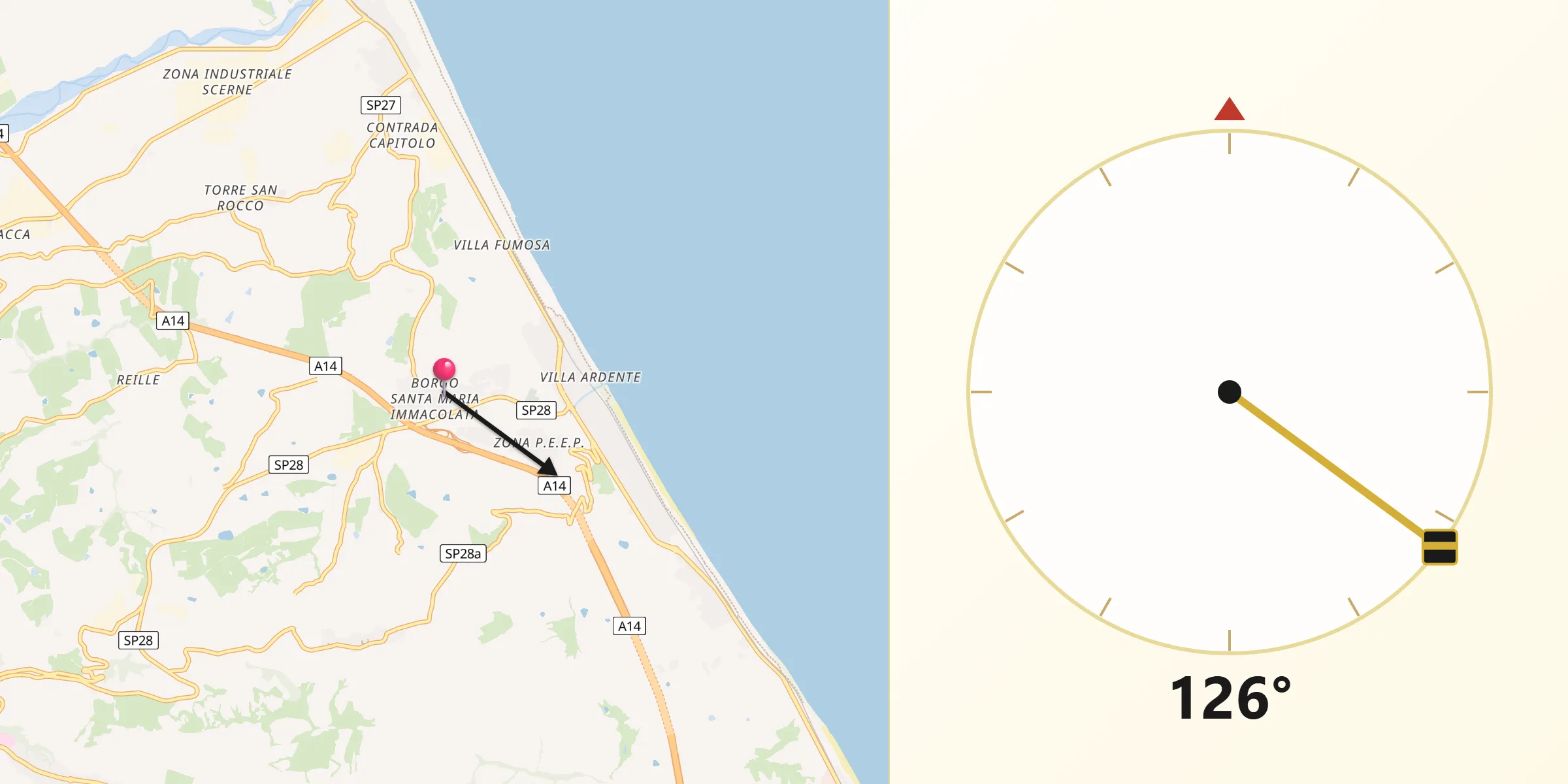 Direzione della Qibla da Borgo Santa Maria Immacolata