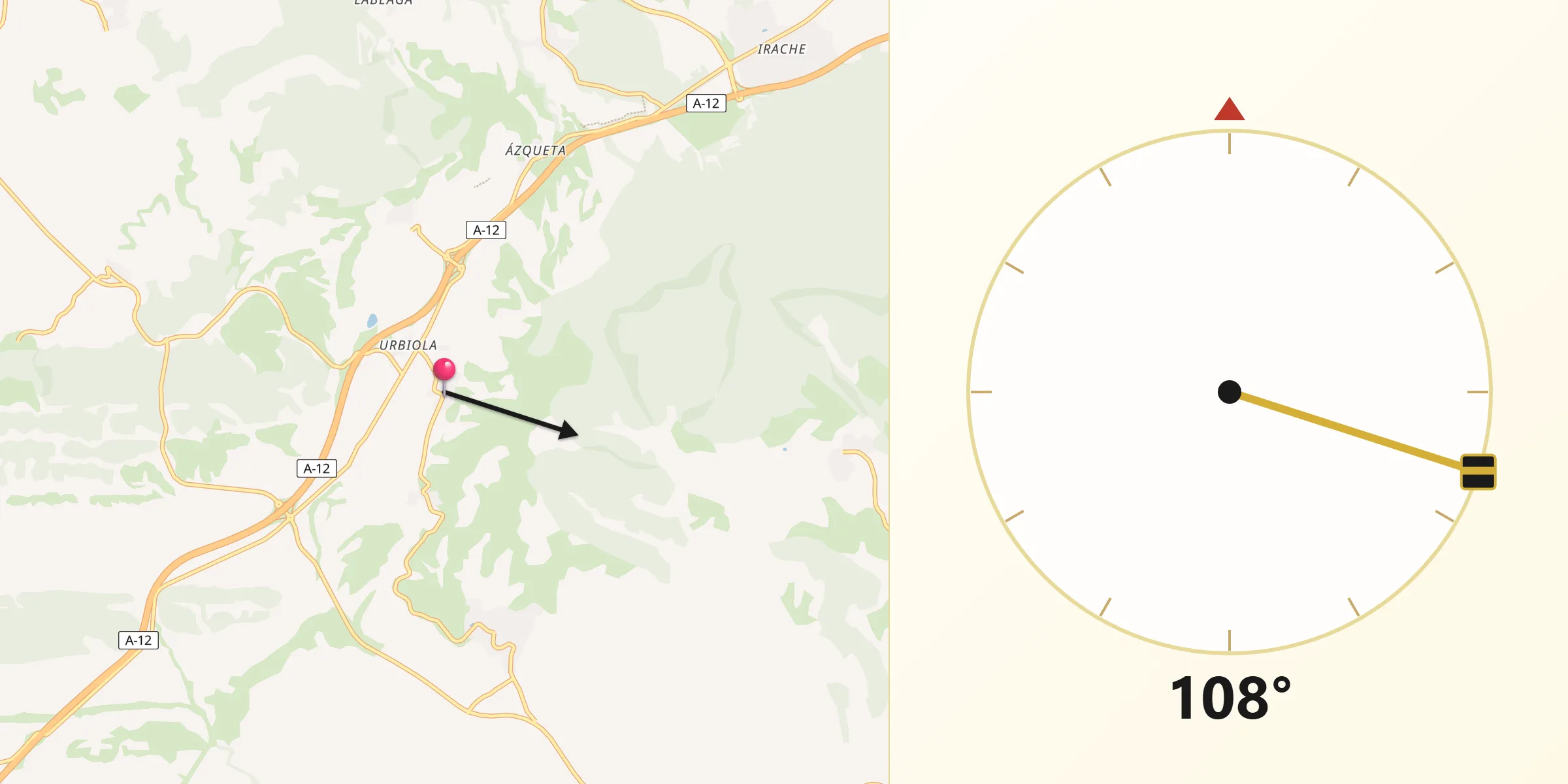 Dirección de la Qibla desde Luquin